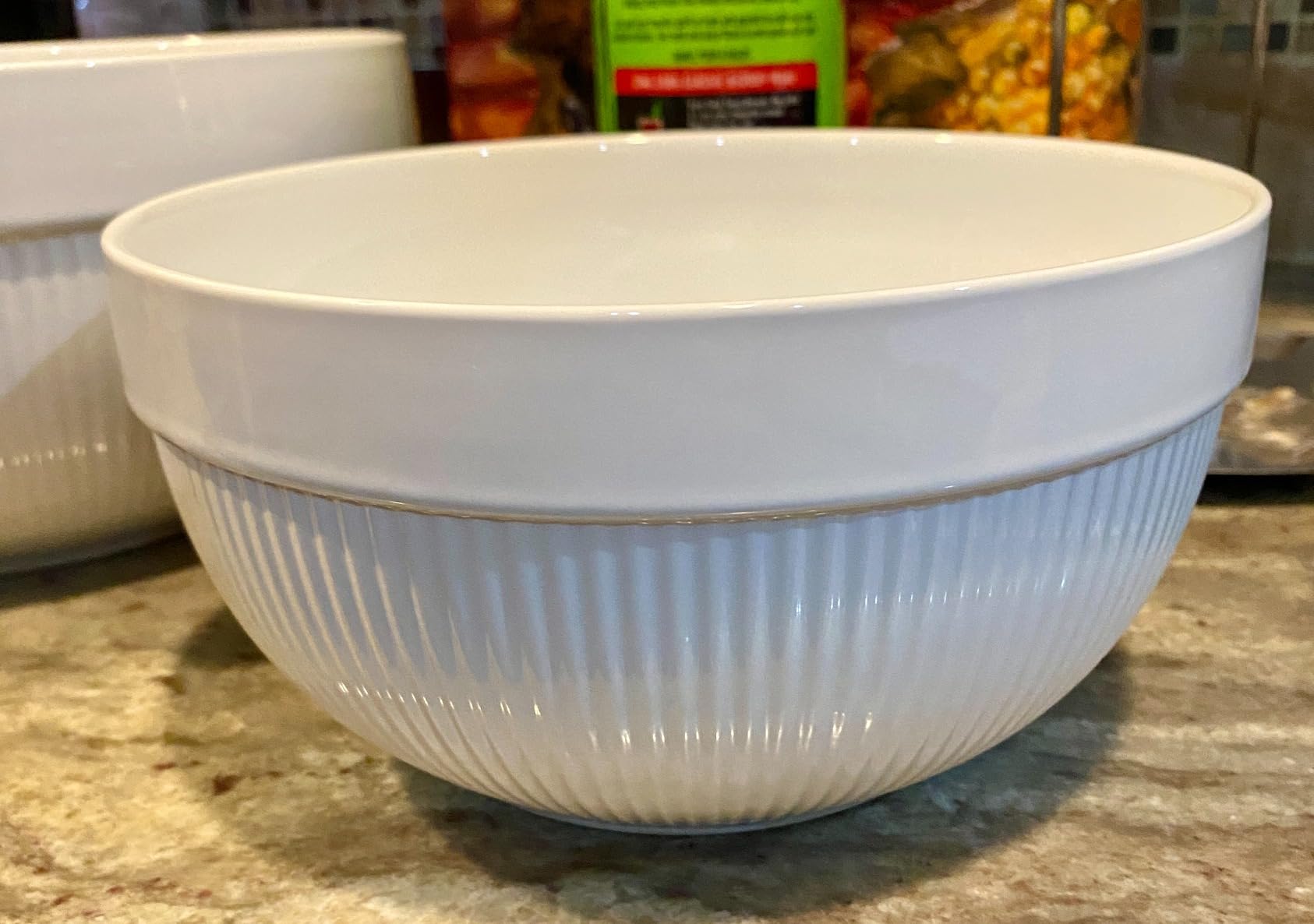Large Ceramic Mixing Bowls, Glazed White Kitchen Bowl (10
