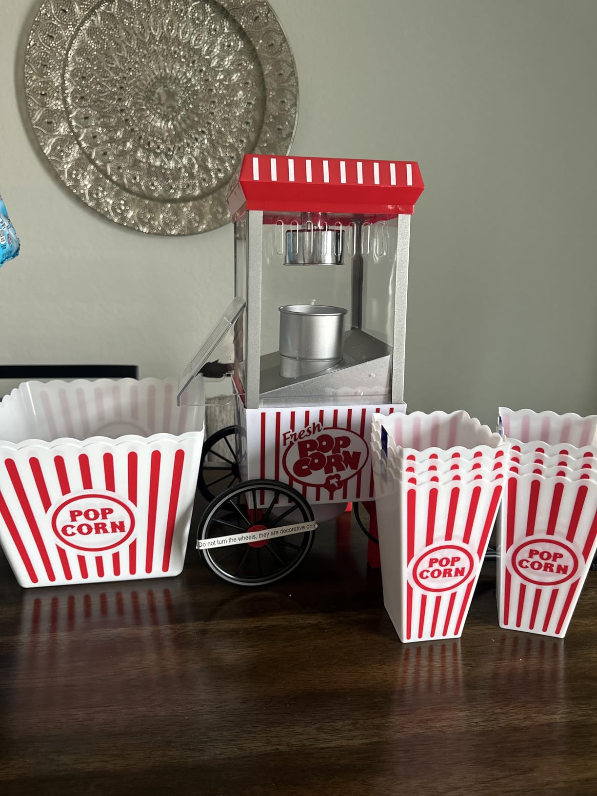 Nostalgia Retro Hot Air Popcorn Maker – 12 Cups Oil Free Popping – Countertop Machine with Measuring Cup – Healthy Snacks & Movie Nights – Red - Customer Photo 1
