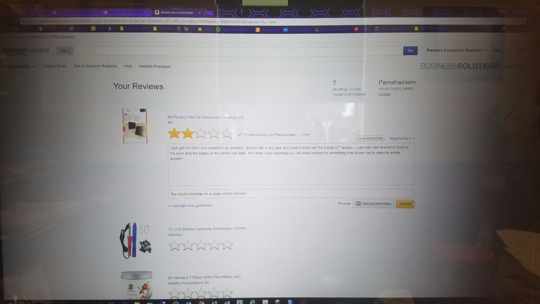 3M Privacy Filter for 27in Monitor, 16:9, PF270W9B, Plastic customer photo 1