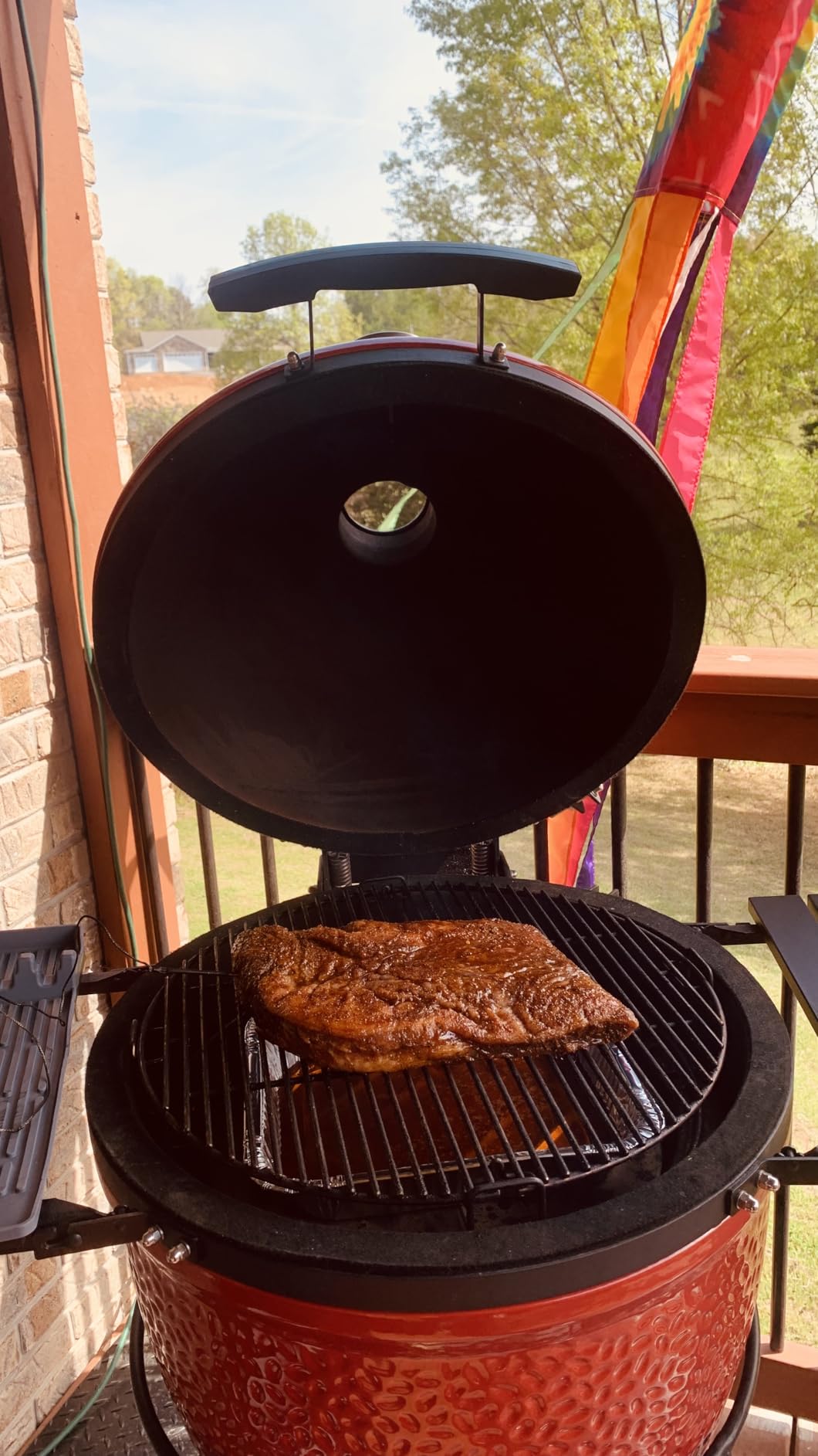Kamado Joe Classic Joe I Premium 18-inch Ceramic Charcoal Grill and Smoker in Red with Cart, Side Shelves, Grill Gripper, and Ash Tool customer photo 2