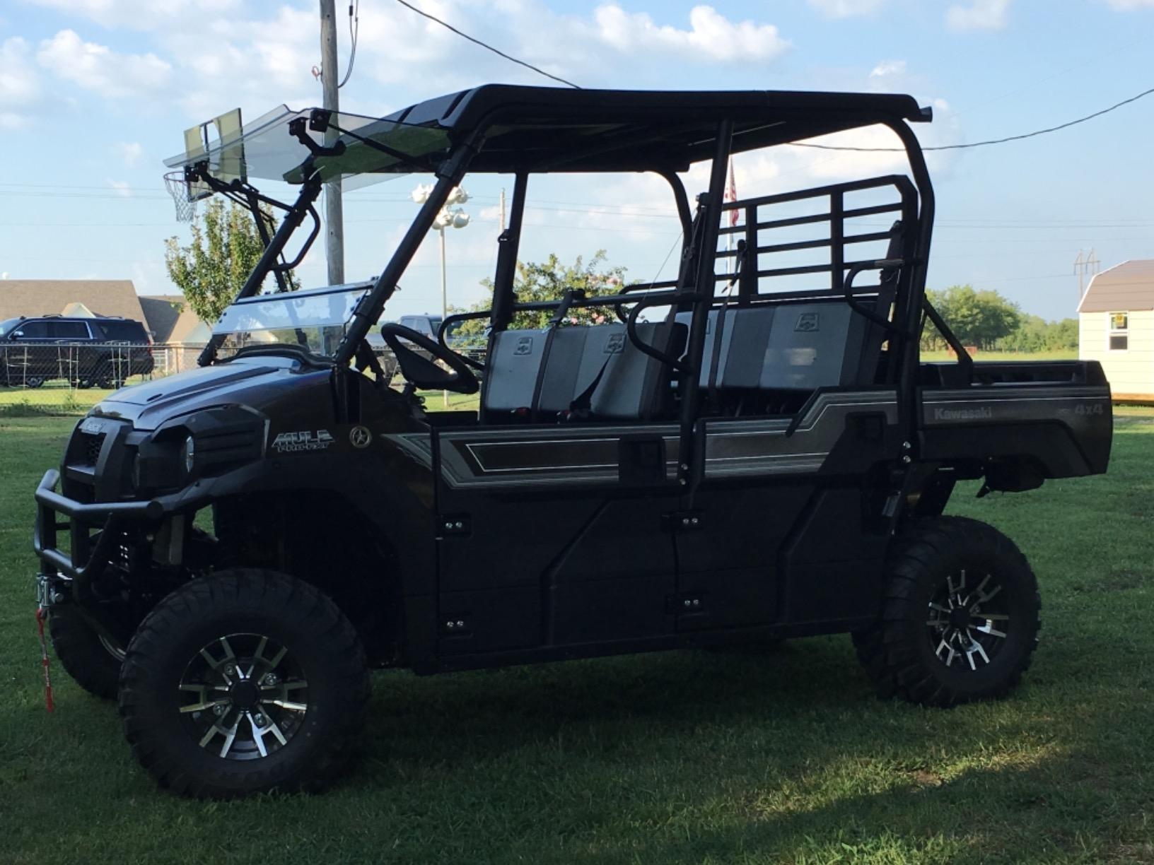 SuperATV Heavy Duty Flip Windshield Compatible With Kawasaki Mule Pro FXT FX DXT DX 2015+, Set to Vented, Closed Or Open, Made of 1/4