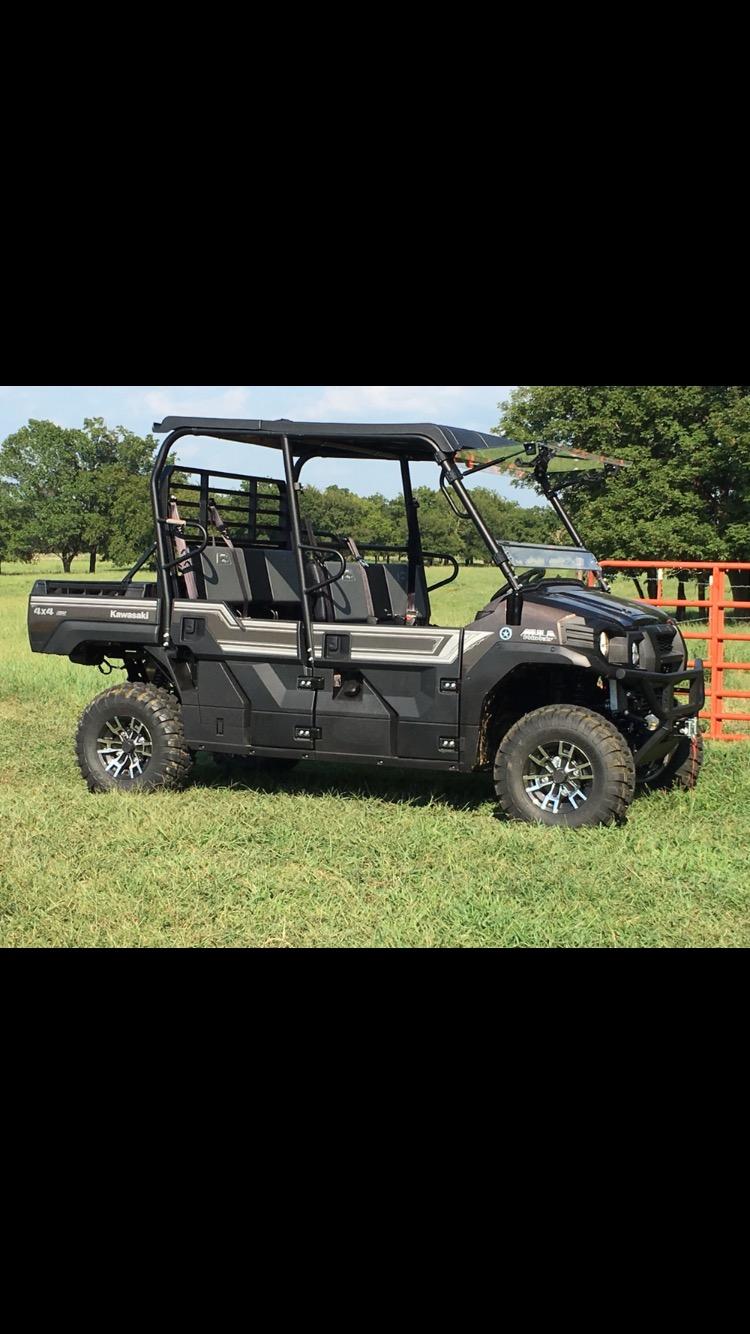SuperATV Heavy Duty Flip Windshield Compatible With Kawasaki Mule Pro FXT FX DXT DX 2015+, Set to Vented, Closed Or Open, Made of 1/4