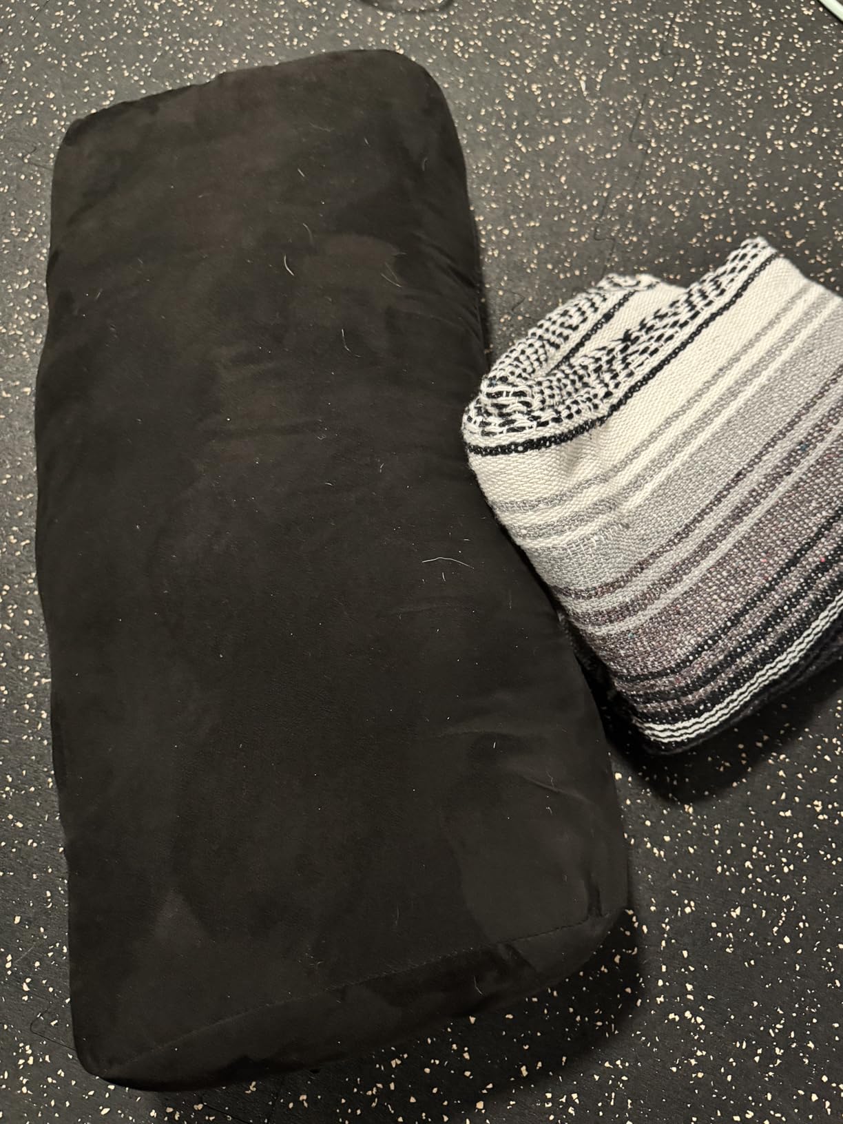Gaiam Round Yoga Bolster Pillow, Soft Meditation Cushion for Yoga, Massage and Back Support, Breathable Cotton Fill, Zippered Microfiber Cover customer photo 2