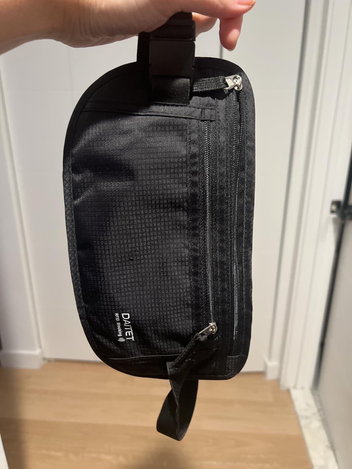 Money Belt - Passport Holder Secure Hidden Travel Wallet with RFID Blocking, Undercover Fanny Pack (Black) customer photo 1