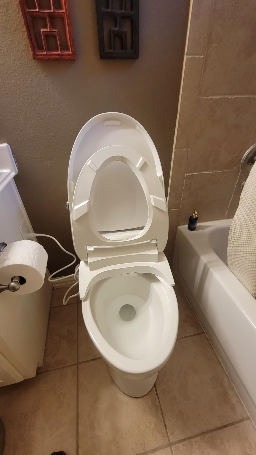PureWash E590 Elongated Heated Bidet Toilet Seat, White with Side Panel, Warm Water, Dryer, Quiet-Close Lid, Self-Cleaning Wand, Adjustable Water Pressure and Nightlight, Easy Installation customer photo 1