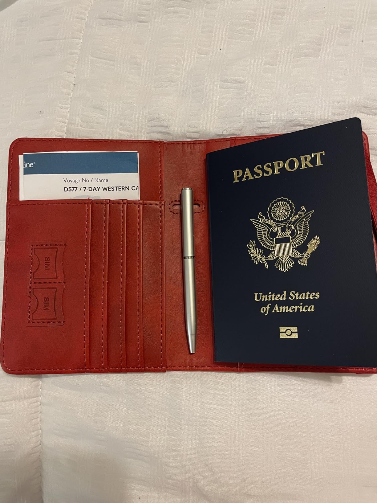 Passport Holder for Travel, RFID Passport Cover Wallet for Women Men, PU Leather Passport Book Card Holder Case with Pen (Elastic Band Closure, A-Rosegold) customer photo 2
