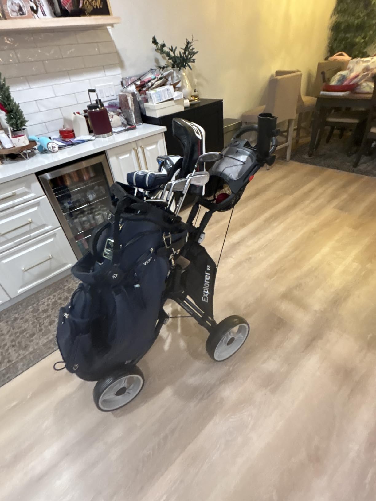 Caddytek Explorer V8 Golf Push Cart - SuperLite 4 Wheel Aluminum Foldable Cart with Adjustable Front Wheel Width, Foot Brake, Cooler Basket, Umbrella Holder, Drink Holder, Scorecard Console customer photo 2