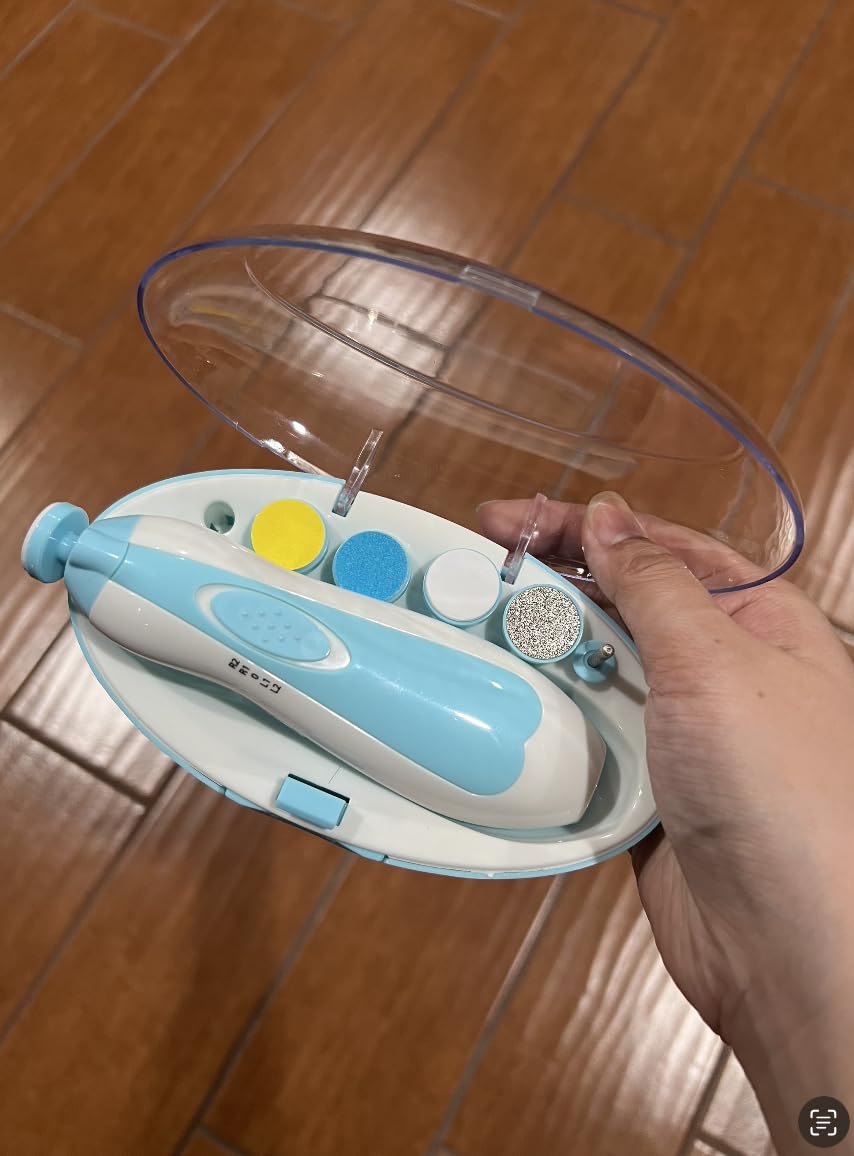 Electric Nail File Drill for Baby No Sharp Claws Hurt, 6 in 1 Safety Cutter Trimmer Clipper for Toes and Fingers (Blue) customer photo 2
