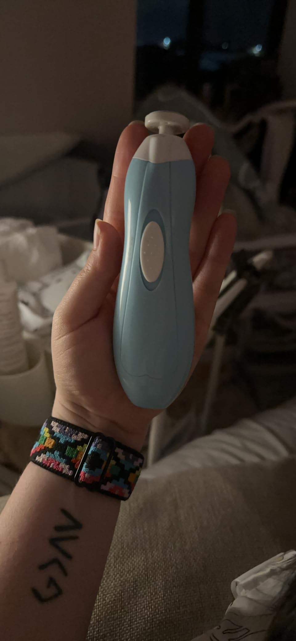 Baby Nail Trimmer Electric, Lupantte Safe Baby Nail File, Baby Nail Clippers with Light and 6 Grinding Pads for Newborn Infant Toddler or Adults Toes and Fingernails, Kids Nail Care, Polish and Trim customer photo 2