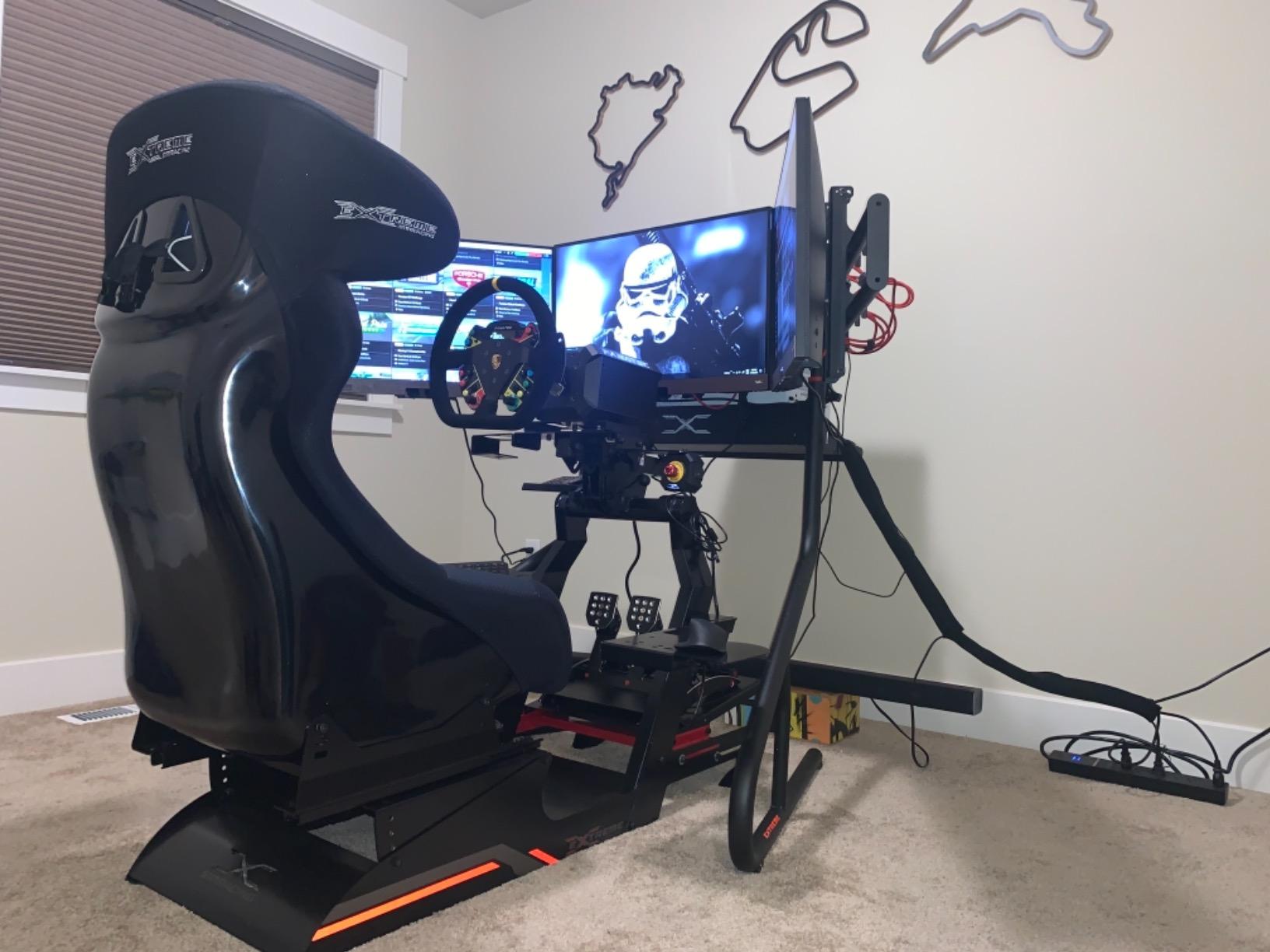 Extreme Sim Racing Triple Screen Tv Stand Add-on Upgrade With Back Tray - Fits almost all Sim Racing Rigs in the Market - Suitable for TV sizes=