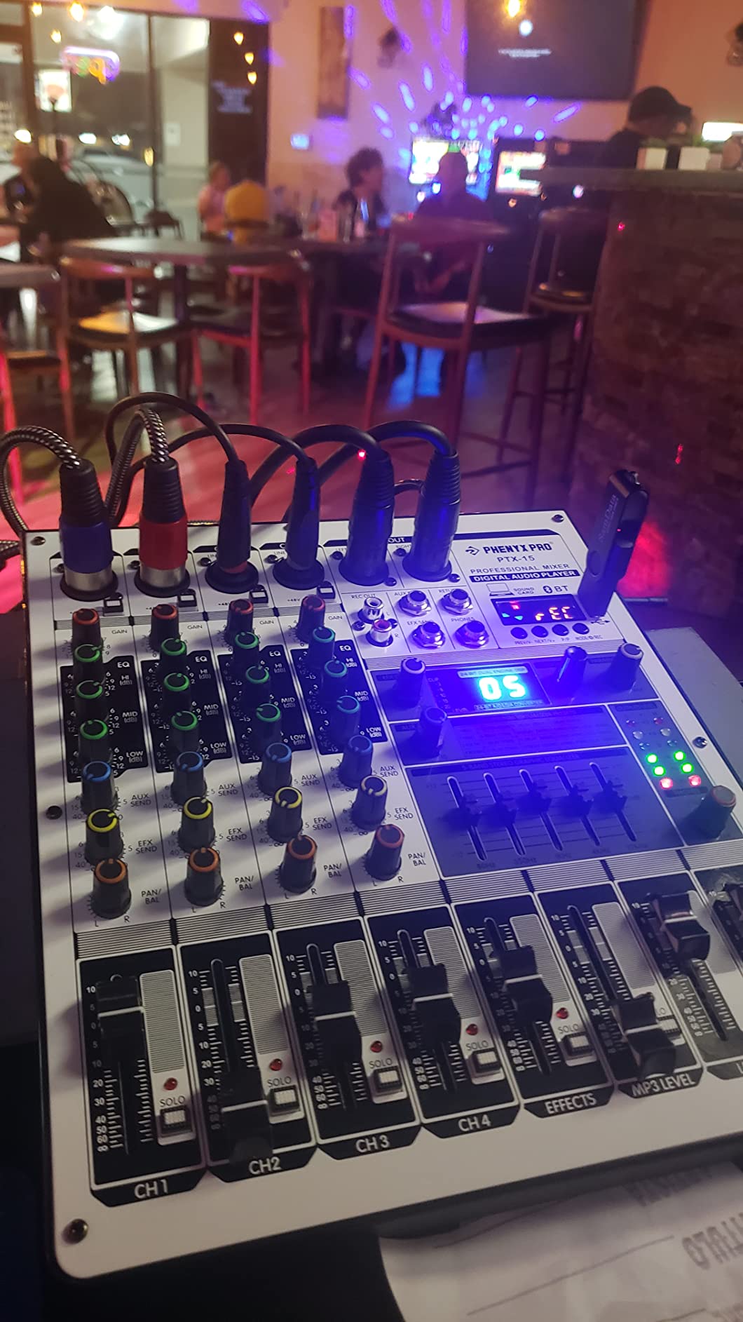 Professional Audio Mixer, Phenyx Pro Sound Console w/USB Audio Interface, 4-Channel Sound board DJ Mixer w/Stereo Equalizer, 16 DSP Effects, suitable for Stage, Live Gigs, and Karaoke (PTX-15) customer photo 2