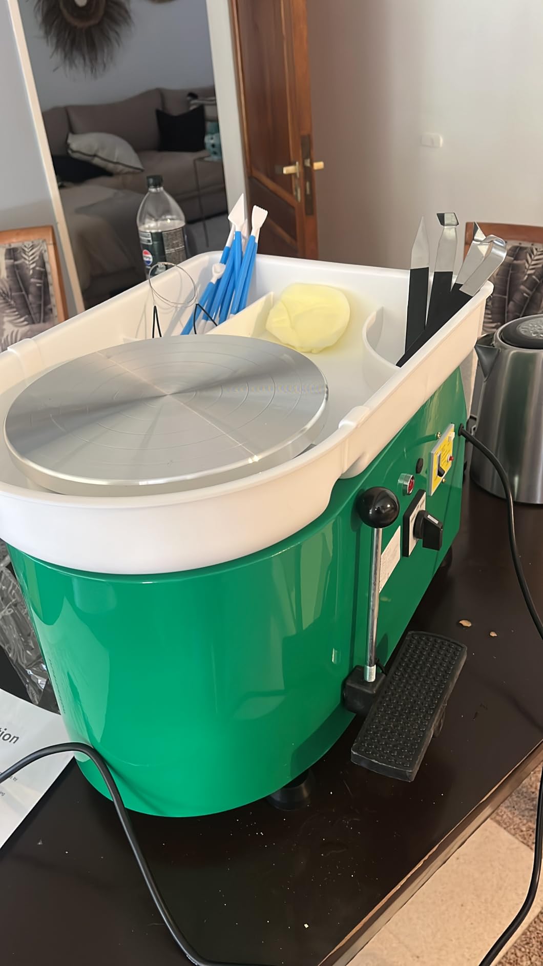Pottery Wheel Pottery Forming Machine 25CM 350W Electric Pottery Wheel with Foot Pedal DIY Clay Tool Ceramic Machine Work Clay Art Craft (Pink) customer photo 2