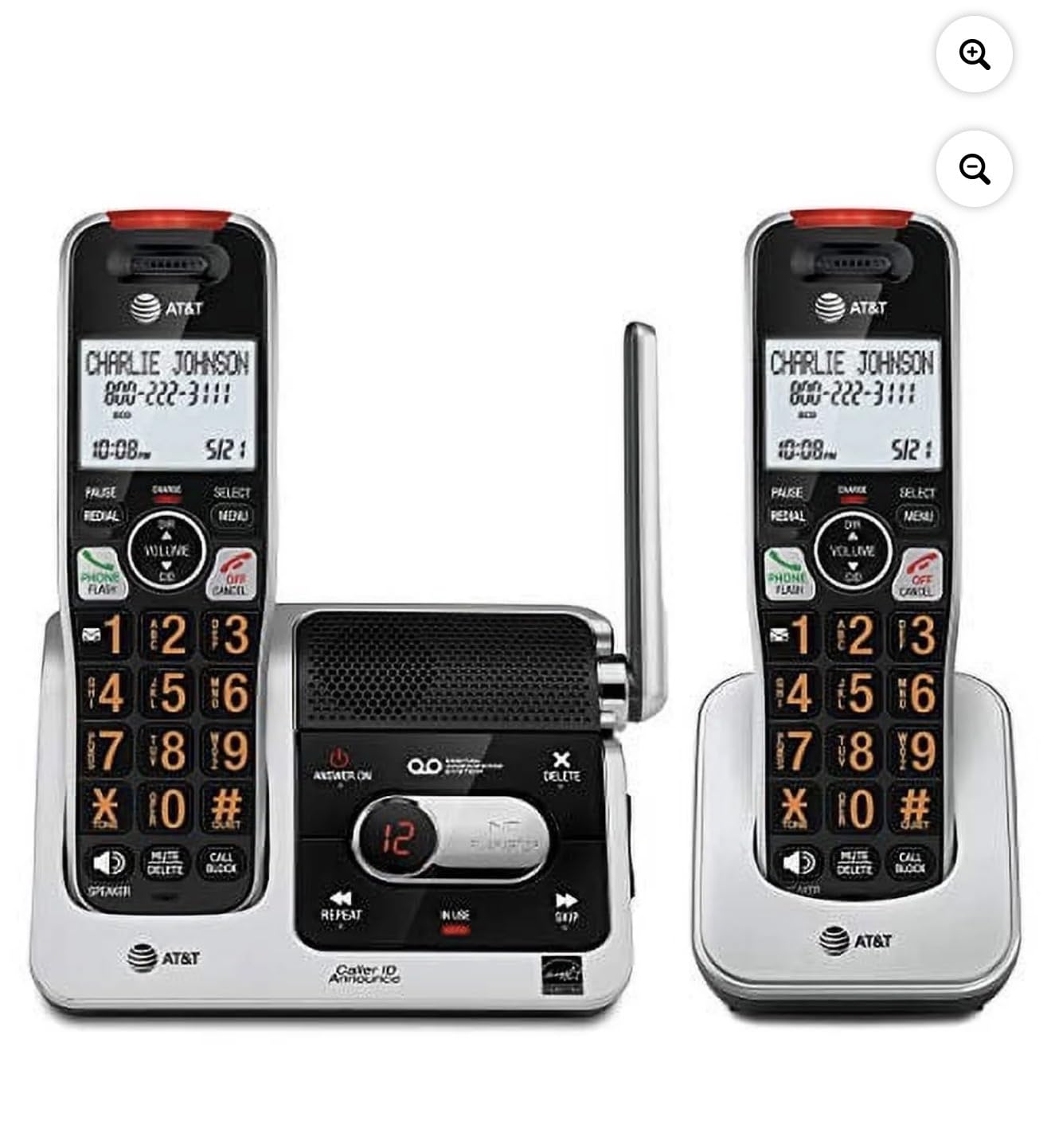 AT&T BL102-2 DECT 6.0 2-Handset Cordless Phone for Home with Answering Machine, Call Blocking, Caller ID Announcer, Audio Assist, Intercom, and Unsurpassed Range, Silver/Black customer photo 2