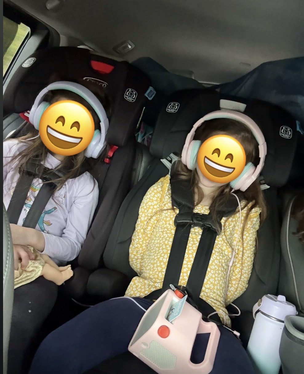 iClever Kids Headphones for School Travel, Safe Volume Limited, HD Mic Stereo Sound Over-Ear Girls Boys Headphones for Kid, FunShare Foldable 3.5mm Wired for iPad Computer, HS19 customer photo 1