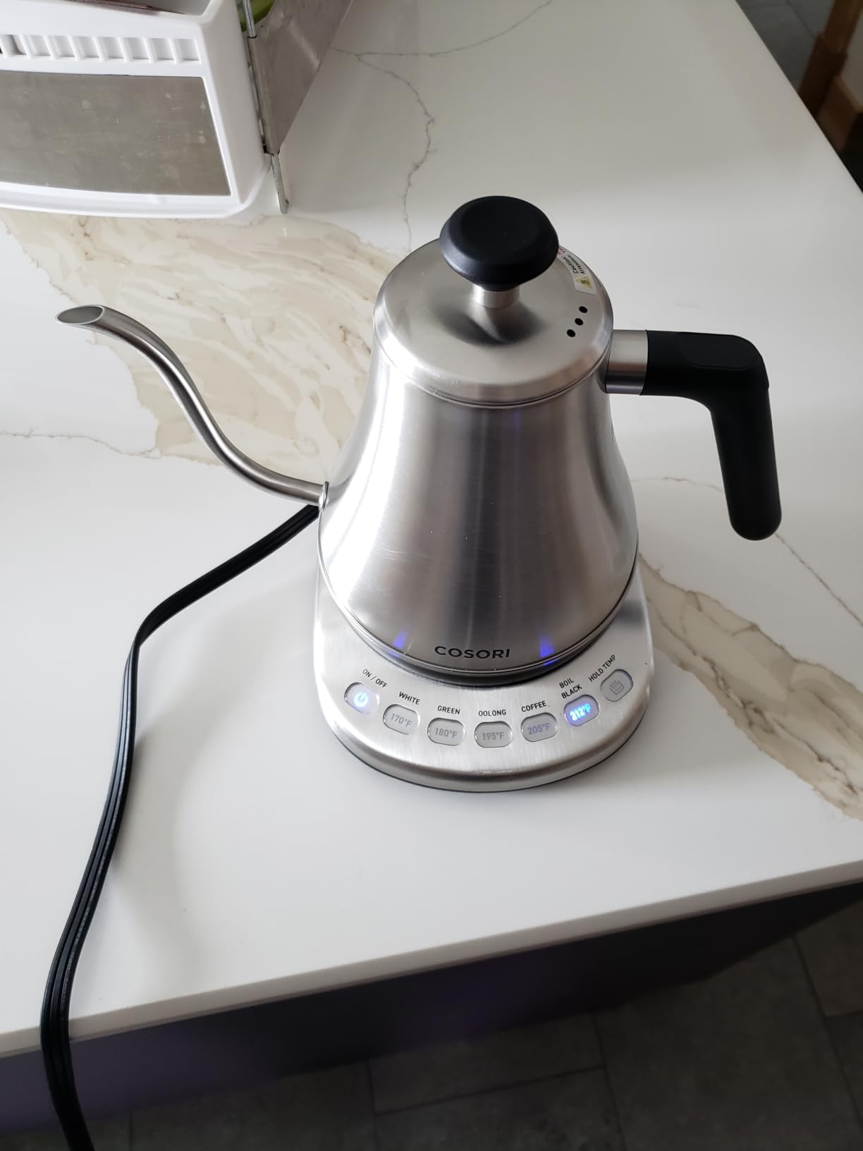 Cosori Electric Gooseneck Kettle Smart Bluetooth with Variable Temperature Control, Pour Over Coffee & Tea, 100% Stainless Steel Inner Lid & Bottom, Quick Heating, Matte Black customer photo 2