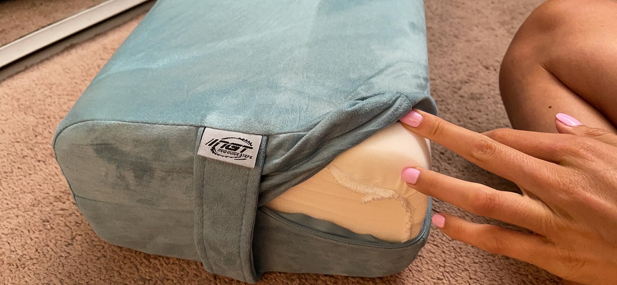 NGT new guide steps Yoga Bolster Pillow for Meditation and Support - Rectangular Yoga Cushion Foam Wedges Washable Suede Pillowcase customer photo 2