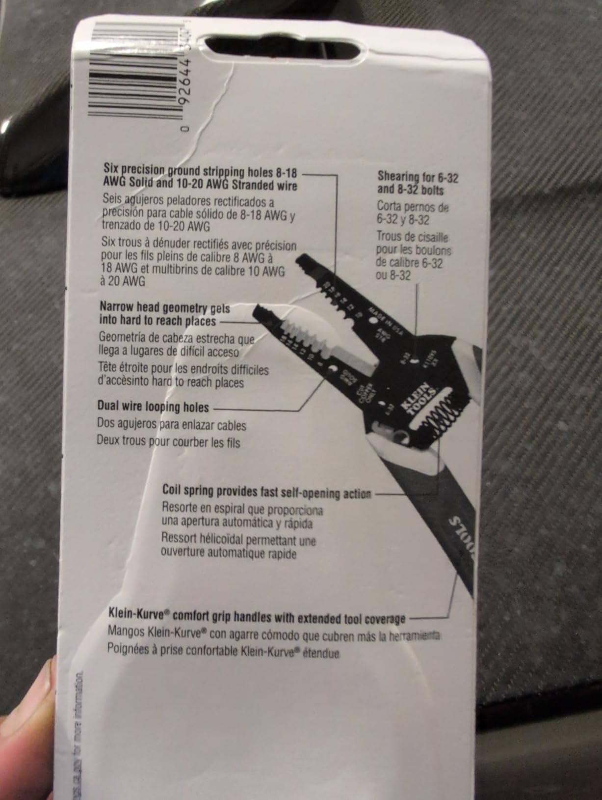 Klein Tools K11095 Klein-Kurve Wire Stripper and Cutter, Made in USA, for 8-18 AWG Solid and 10-20 AWG Stranded Wire customer photo 2