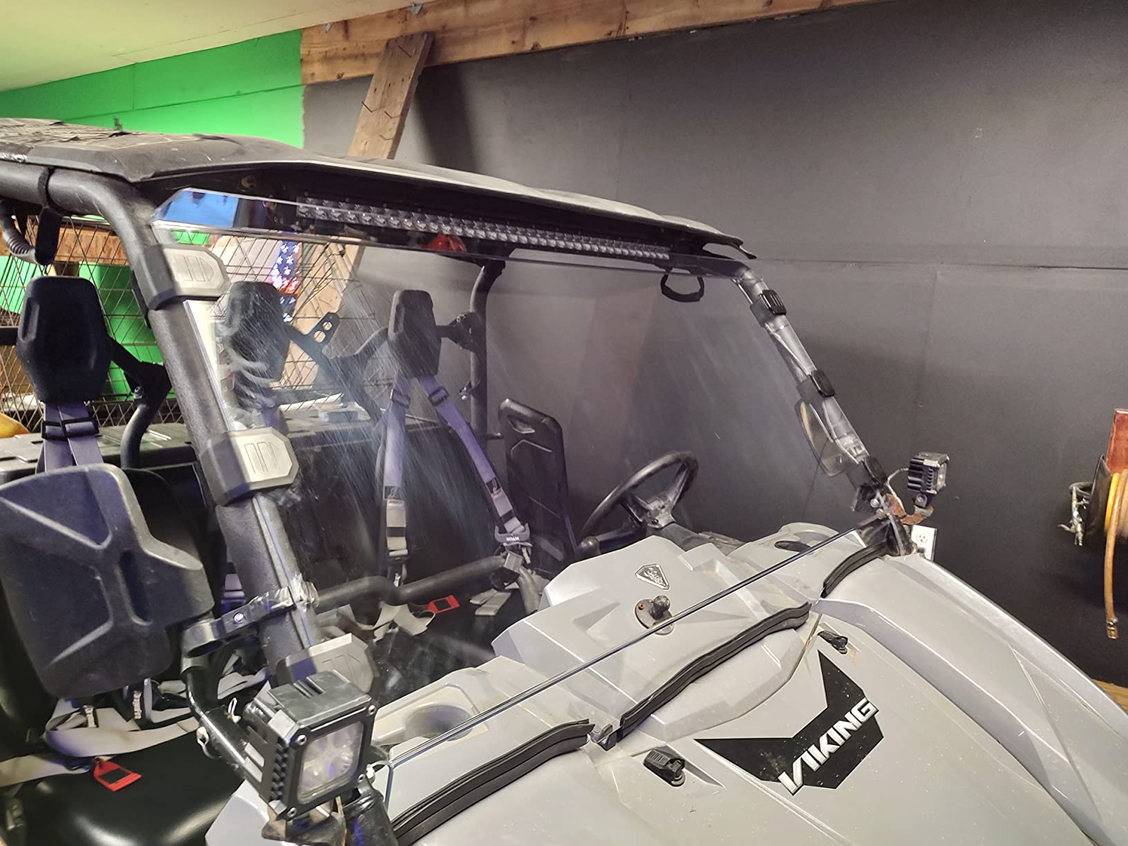 SuperATV Heavy-Duty Full Windshield for 2014+ Yamaha Viking (See Fitment) | Rattle-Free Fit |1/4
