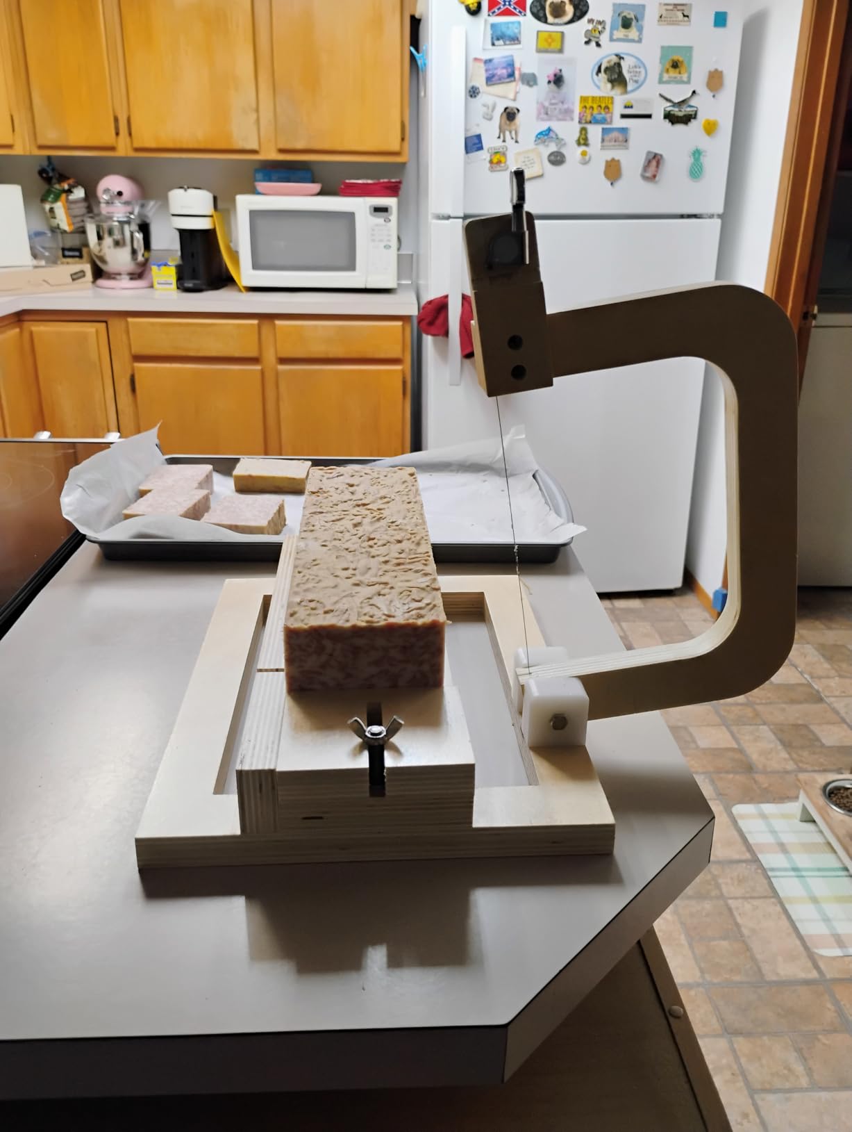 Evinis Wooden Soap Cutter Adjustable Wire Slicer Cutting Tool for Handmade Soap Making Candles Trimming Cheese DIY Cutting Making Tool (Style1) (Z-01) customer photo 2