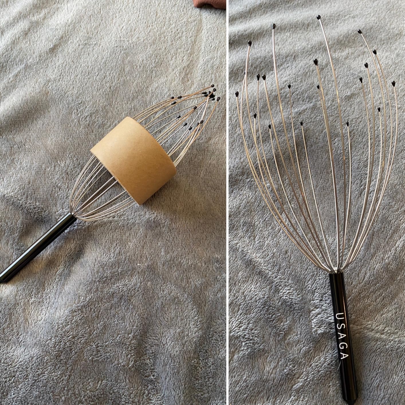 USAGA Head Massager Scalp Massager 20 Fingers Head Scratcher, Stocking Stuffers Gift for Scalp Body Relaxing (Black & Black) customer photo 1