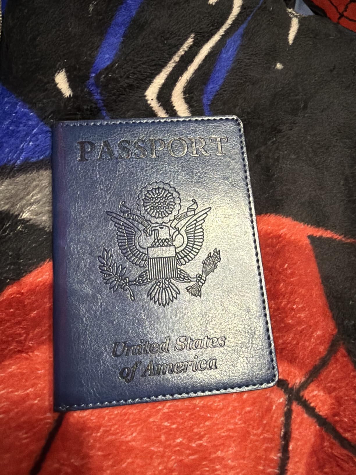 Passport Holder Cover Wallet Case RFID Blocking Leather Card Slot Travel Accessories Documents Organizer Protector for Women Men, Navy Blue customer photo 2