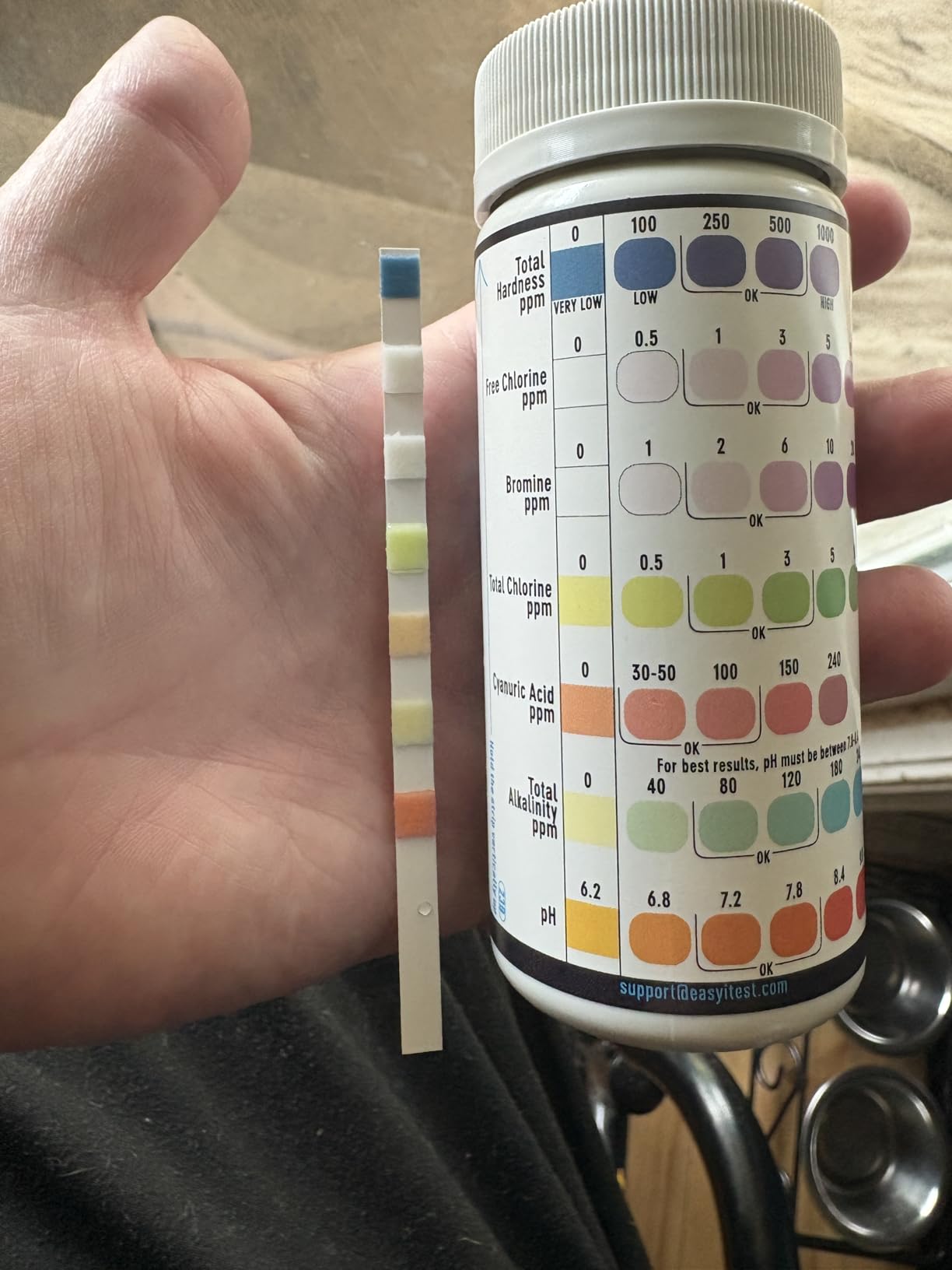EASYTEST 7-Way Pool Test Strips, 150 Strips Water Chemical Testing for Hot tub and Spa, Accurate Test Bromine, Total Alkalinity, pH, Free Chlorine, Total Hardness, Cyanuric Acid, and Total Chlorine customer photo 2