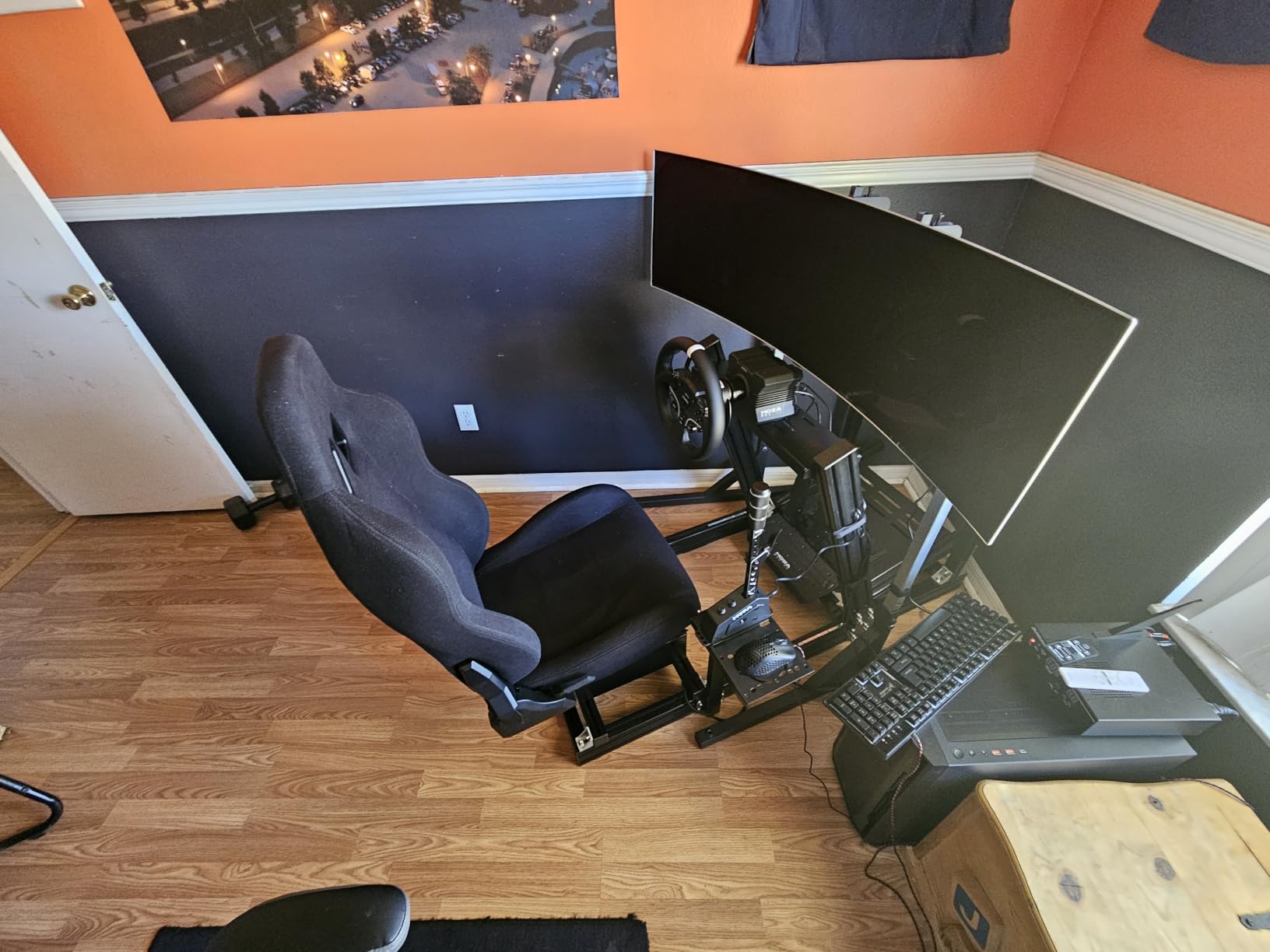 SimFab Monitor Mount Floor Stand for Racing and Flight Simulators | for Monitors up to 100x100mm VESA, 24, 27, 32, 34, 37, 49 Ultra Wide customer photo 1