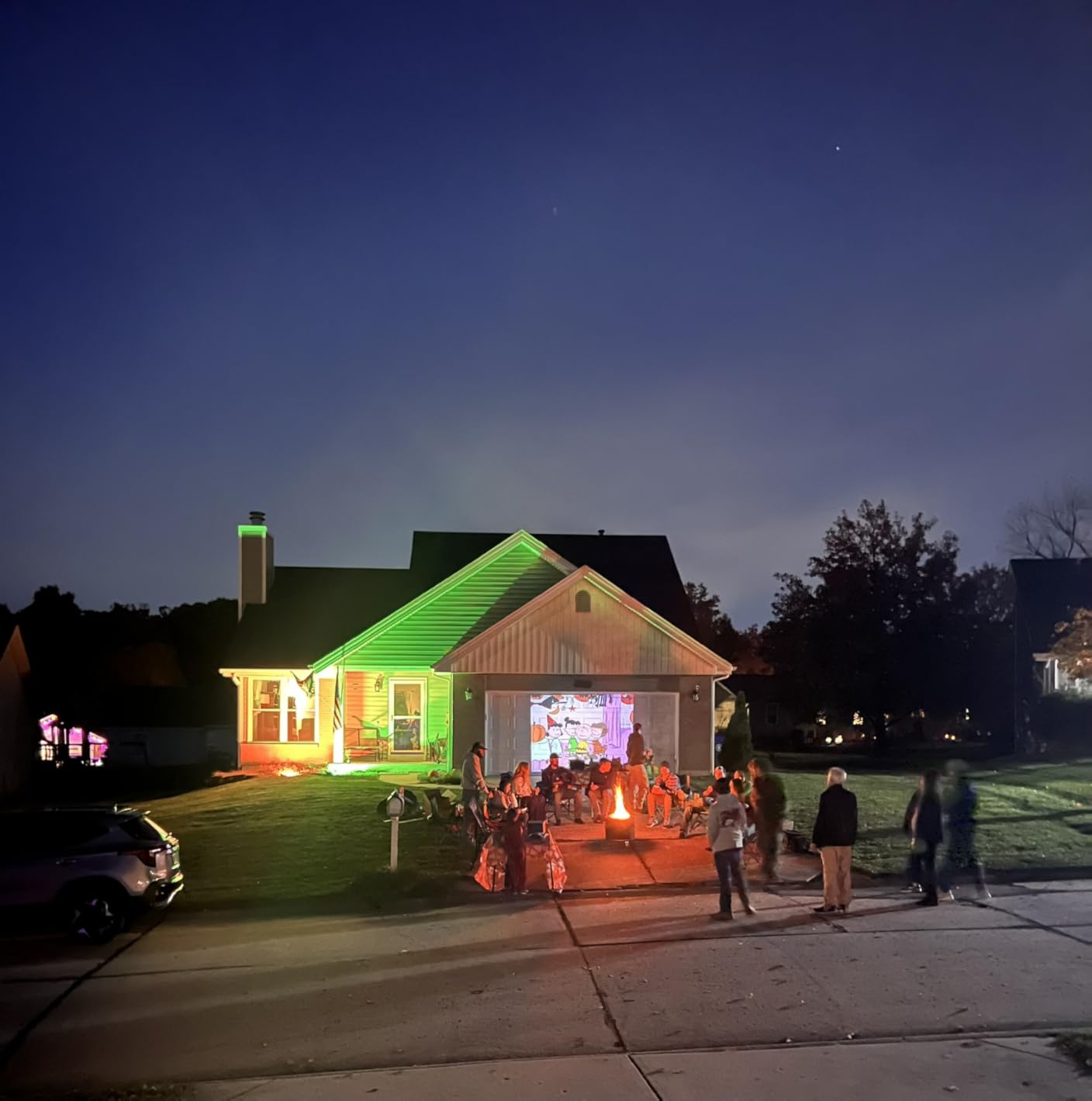 MELPO LED Flood Light Outdoor 800W Equivalent 8000LM Smart RGB Landscape Lighting with APP Control, DIY Scenes - Timing - Warm White 2700K - Color Changing Uplight, IP66 Waterproof US Plug (4Pack) customer photo 1