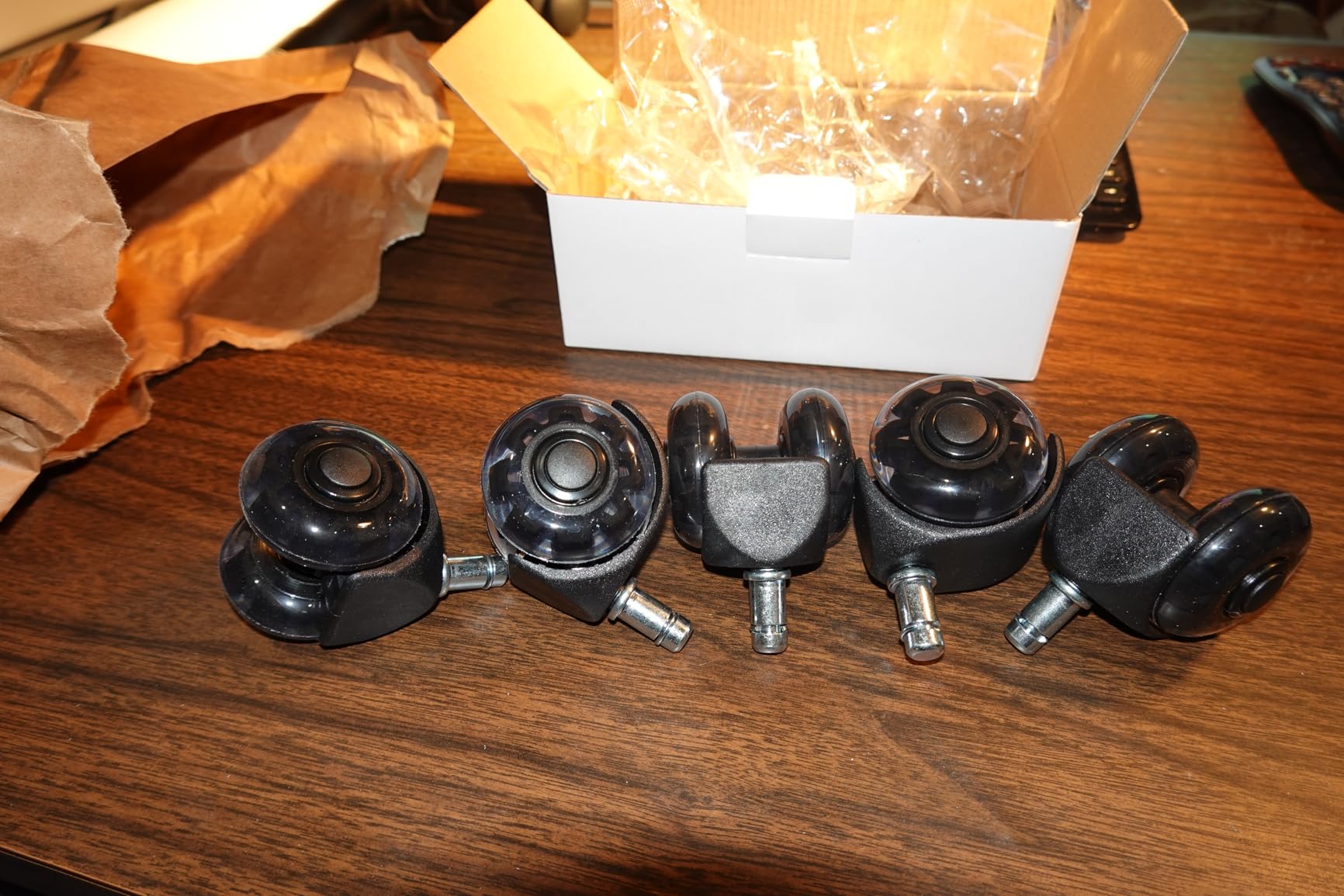 Office Chair Caster Wheels (Set of 5),Heavy-Duty Chair Wheels Support 2200lbs,Mute Rubber Chair Casters for Hardwood Floors and Carpet,2 Inch Universal Fit (Black) customer photo 2