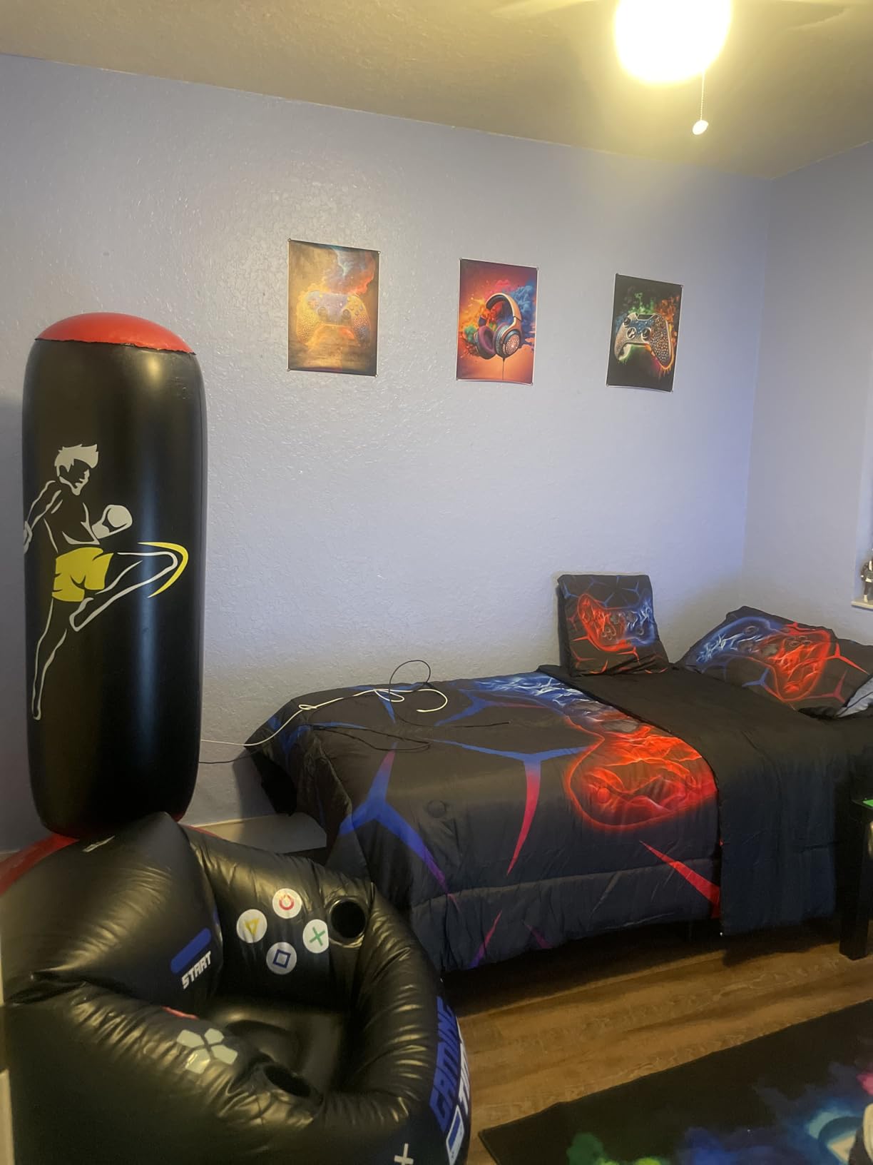 Inflatable Gaming Chair for Kids & Teens with Cup Holders and Side Pocket - Air Gaming Bean Bag Chair for Boys 4-12 customer photo 1