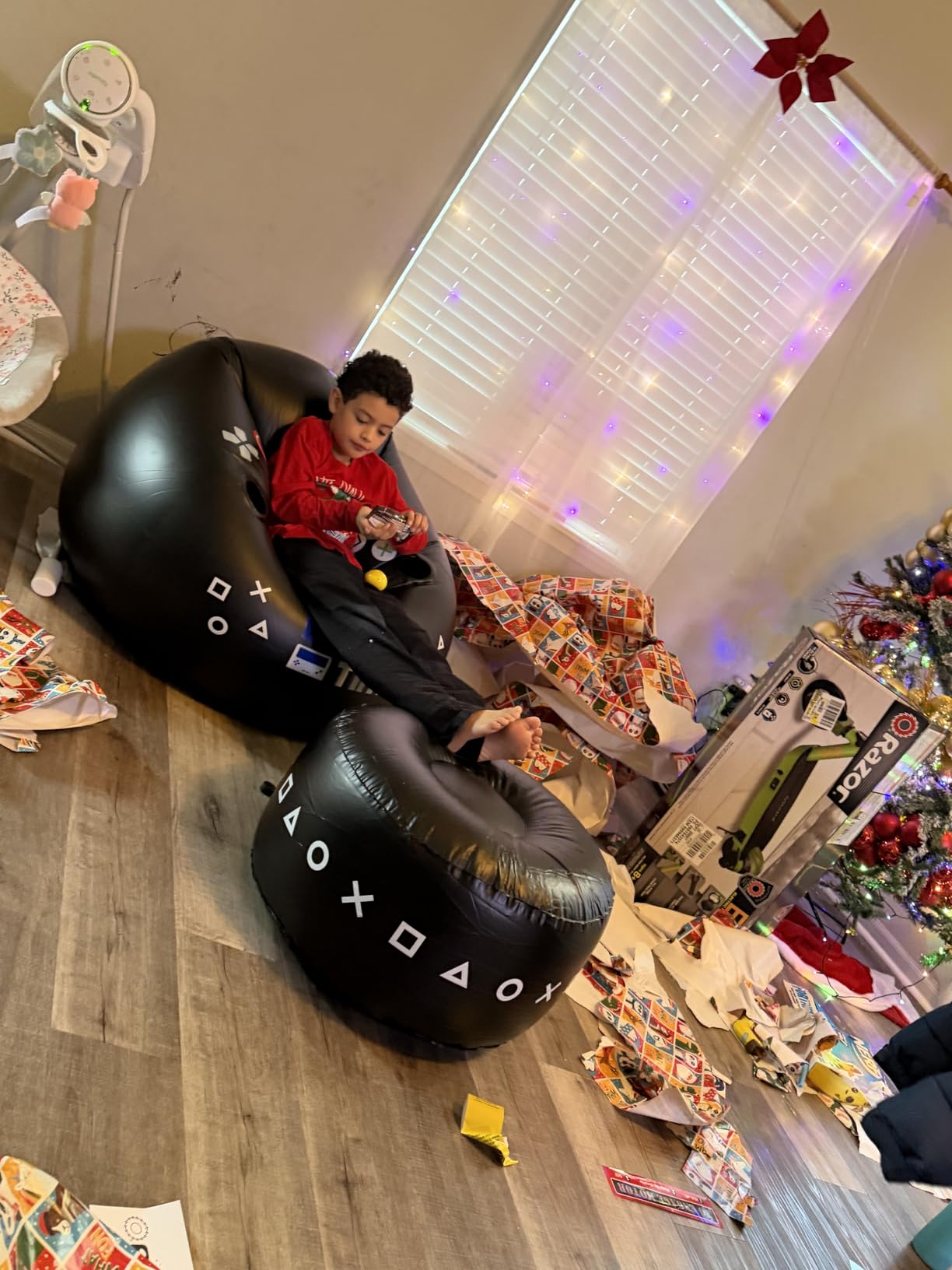 Inflatable Gaming Chair for Kids & Teens with Cup Holders and Side Pocket - Air Gaming Bean Bag Chair for Boys 4-12 customer photo 2