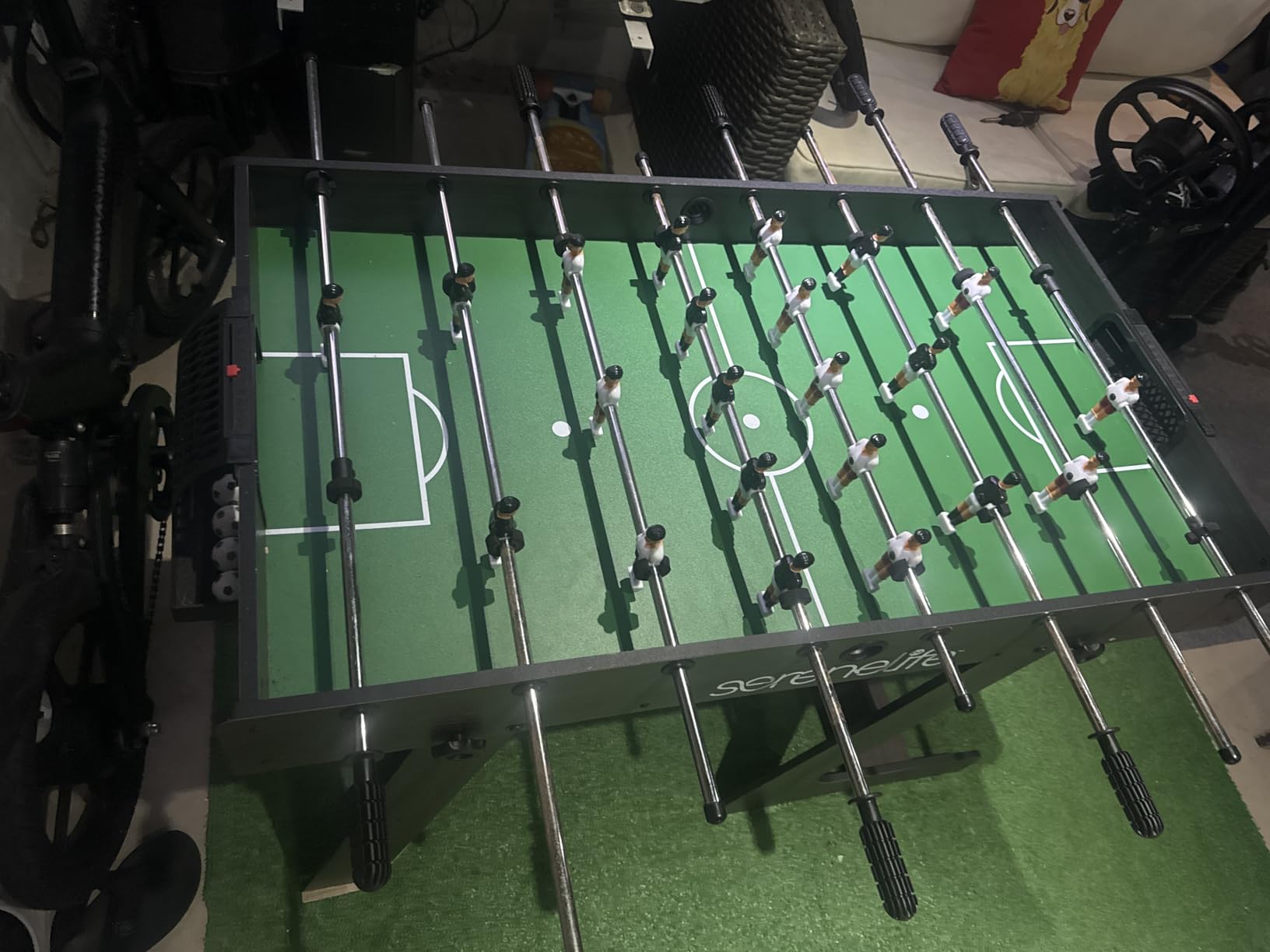SereneLife Folding Foosball Table, 4' x 2' Full Competition Size Foldable Space Saving Table Soccer for Home, Arcade Game Room, for Indoor or Outdoor, Family Game Night, Perfect for Kids and Adults customer photo 1