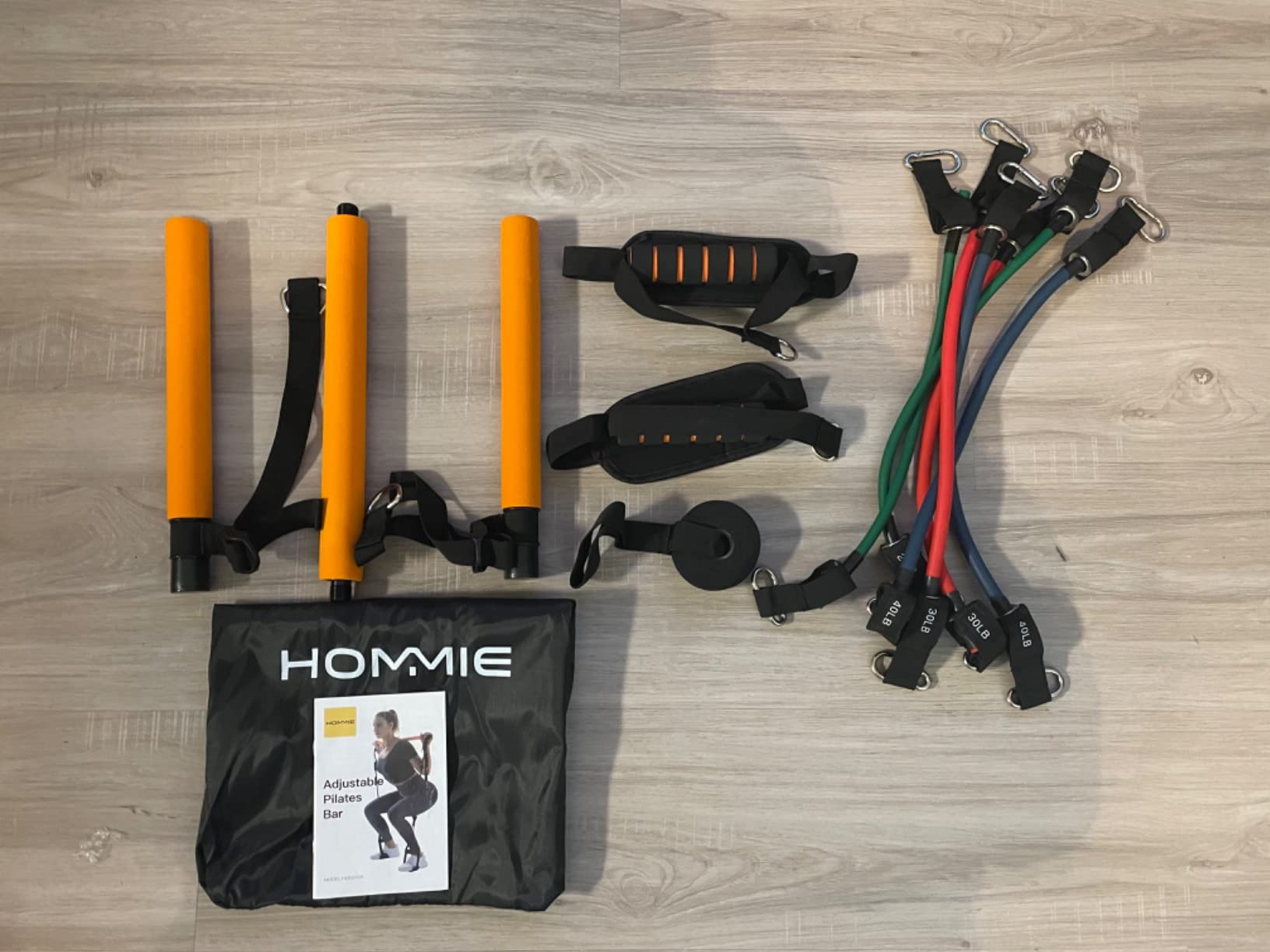 Hommie Portable Pilates Bar Kit with Resistance Bands for Men and Women,Upgraded 3 Section Pilates Bar with Resistance Bands (20-60lb) for Home Gym Equipment Supports Full-Body customer photo 1