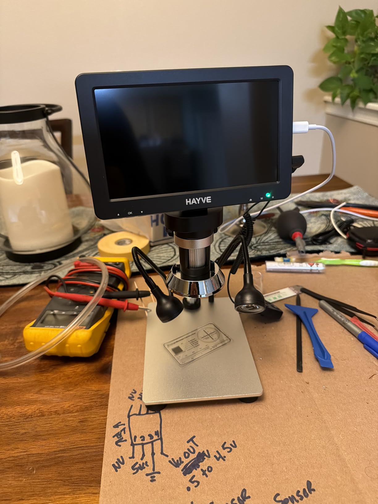 Hayve 7'' HDMI Digital Microscope, 1200X Coin Microscope with IPS Screen, 16MP Soldering Microscopes with Lights, 8.5'' Long Stand, View Entire Coin, Compatible with PC/TV, 32GB Card customer photo 2