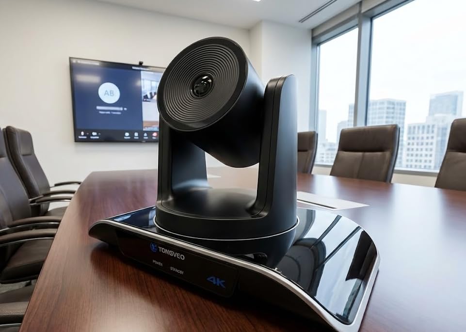 TONGVEO 4K Conference Room Camera System with Gesture Control, AI Auto-Tracking PTZ Camera 5X Digital Zoom with Speakerphone Set 120° Wide-Angle USB3.0 customer photo 1