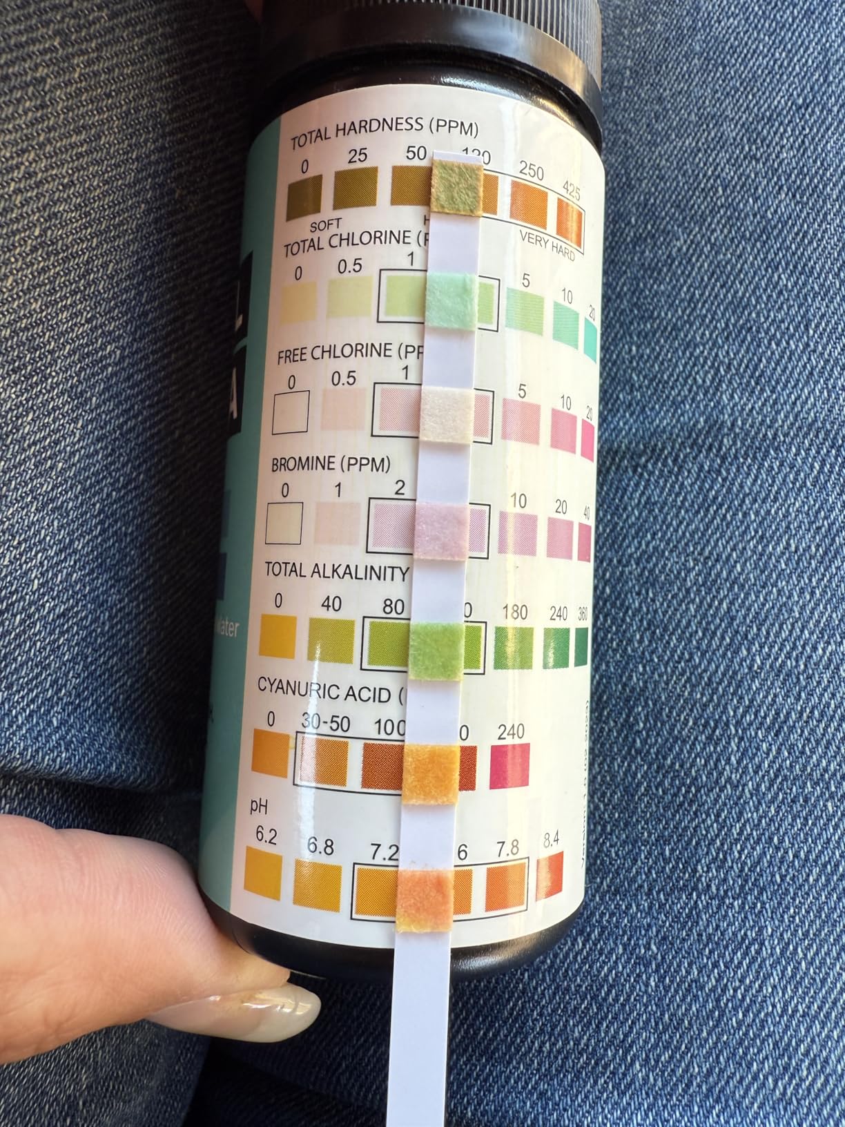 JNW 7-in-1 Pool Test Strips, 150 Quick & Accurate Test Strips for Pool Water, Spa Test Strips for Hot Tub, Chlorine Test Strips, Bromine, pH, Alkalinity, Hardness & More - Swimming Pool Test Kit customer photo 1