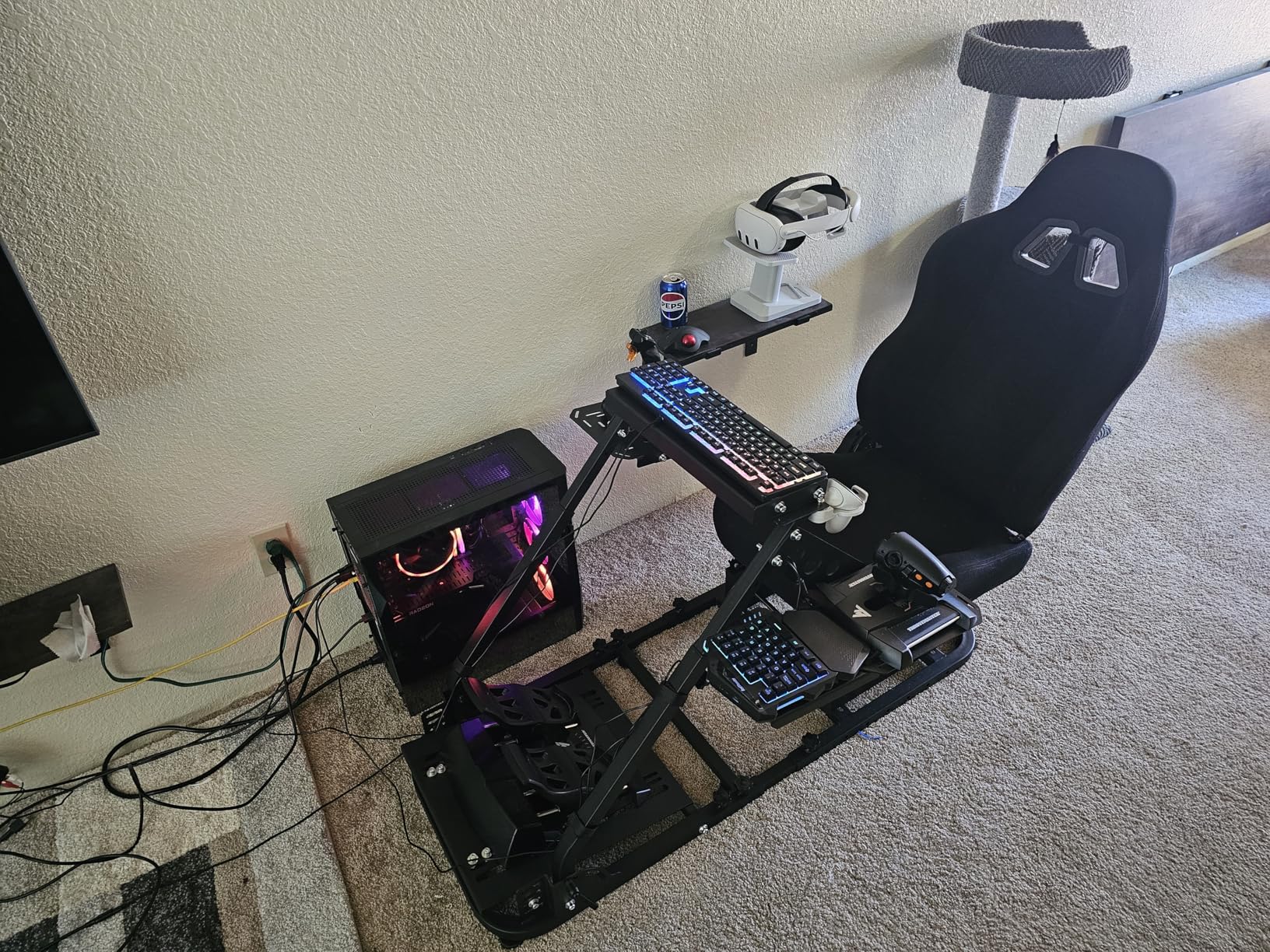Marada Flight Simulator Cockpit with Black Seat and Racing Sim Cockpit for Driving and Flight Sim Fit for Thrustmaster HOTAS Warthog, for Logitech,Throttle,Joystick,Keyboard not Included customer photo 1