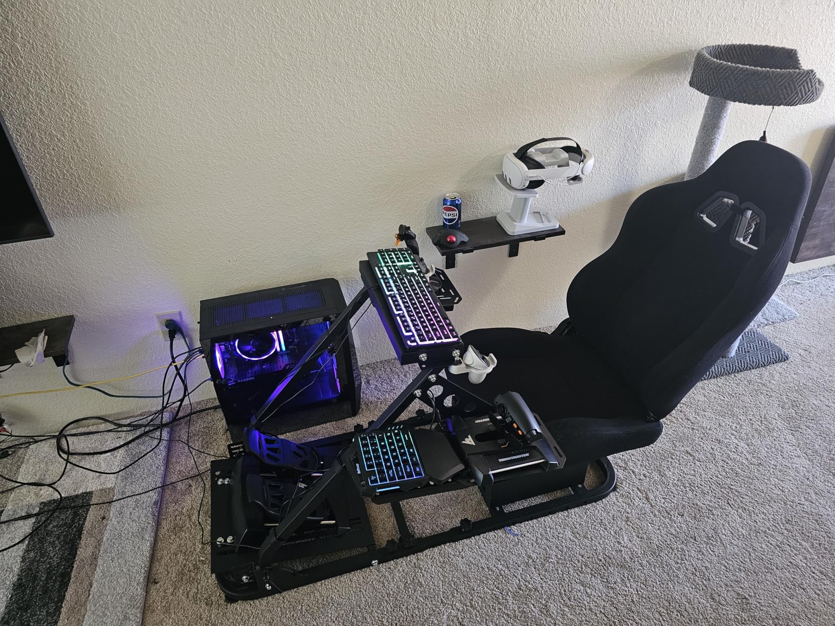 Marada Flight Simulator Cockpit with Black Seat and Racing Sim Cockpit for Driving and Flight Sim Fit for Thrustmaster HOTAS Warthog, for Logitech,Throttle,Joystick,Keyboard not Included customer photo 2