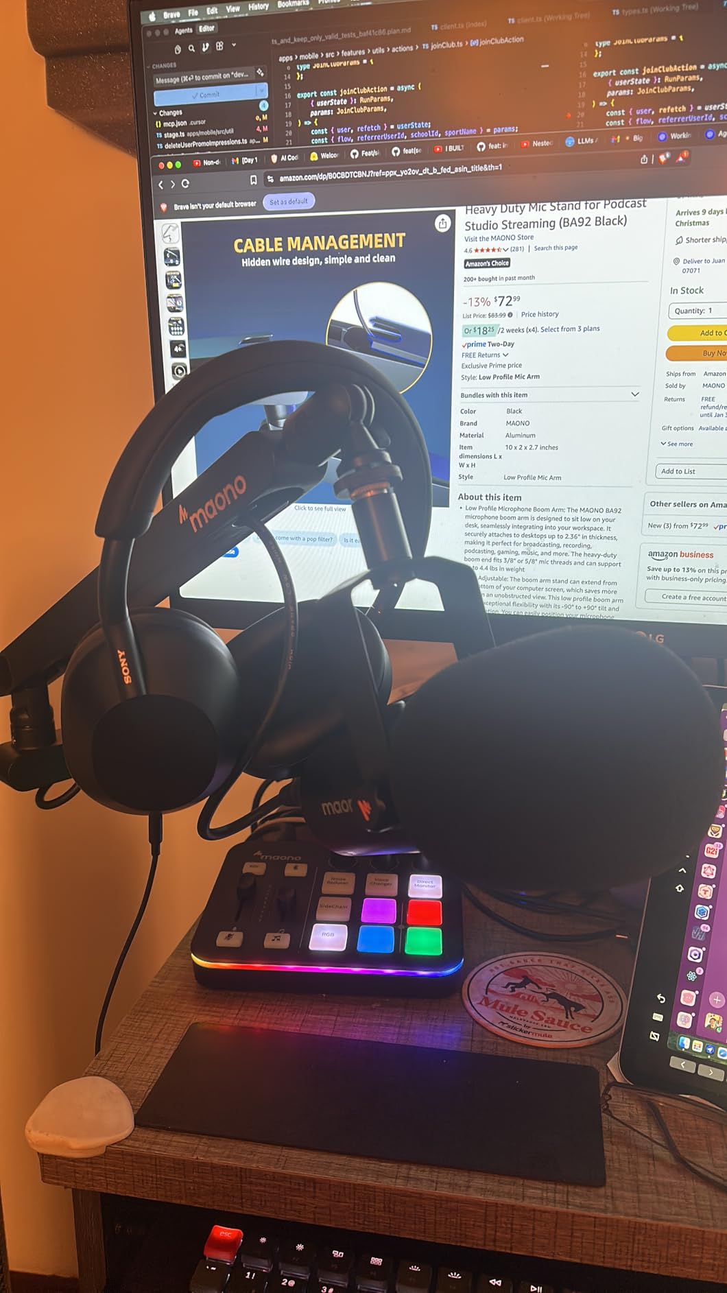 MAONO Microphone Boom Arm, Low Profile Mic Arm with Cable Management Channels customer photo 2