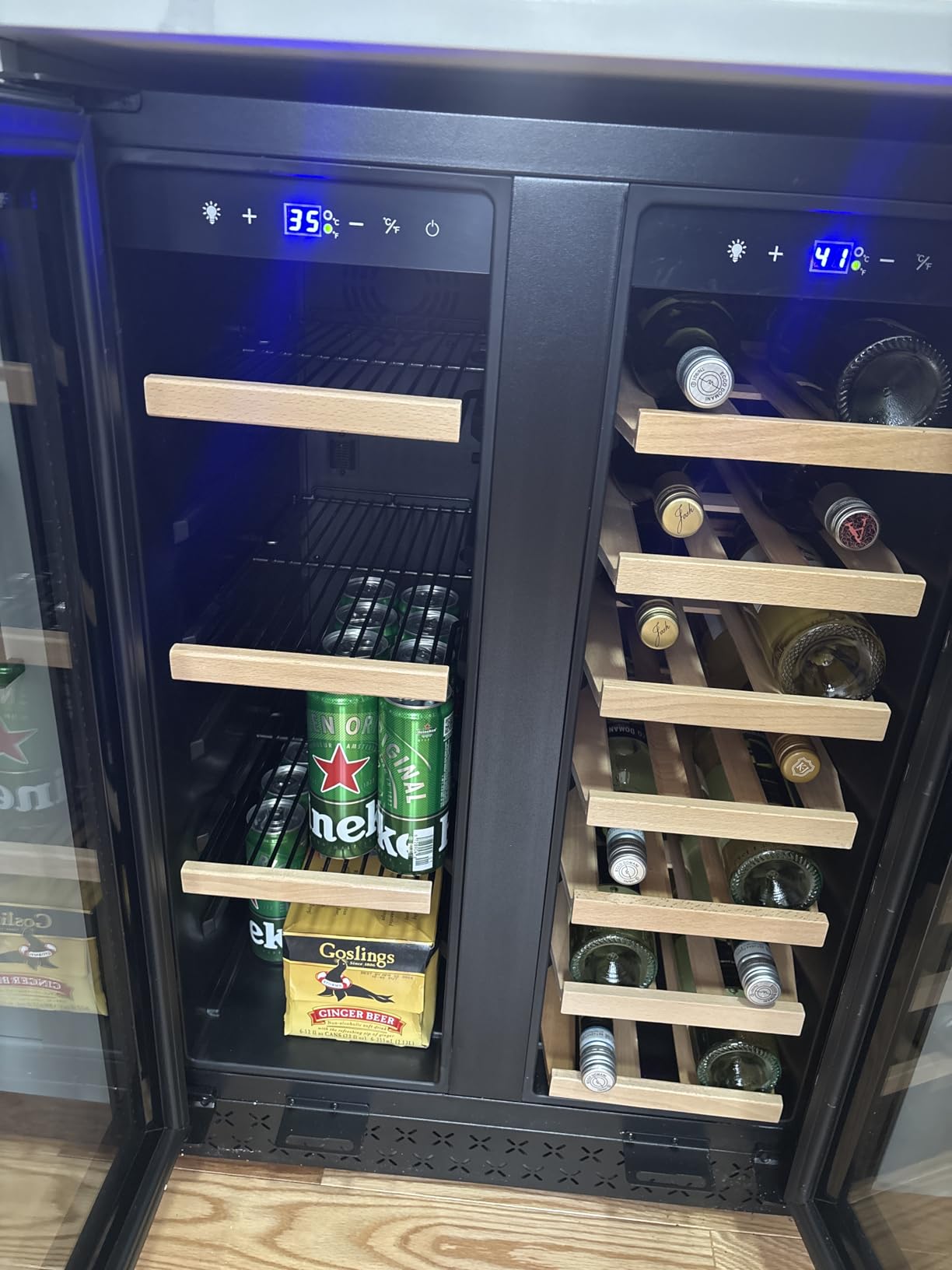 Wine Fridge 24 Inch, 190 Bottles Freestanding or Built-in Wine Cooler Refrigerator with Sliding Rail Shelves, Professional Wine Cellar Low Noise, Black customer photo 1