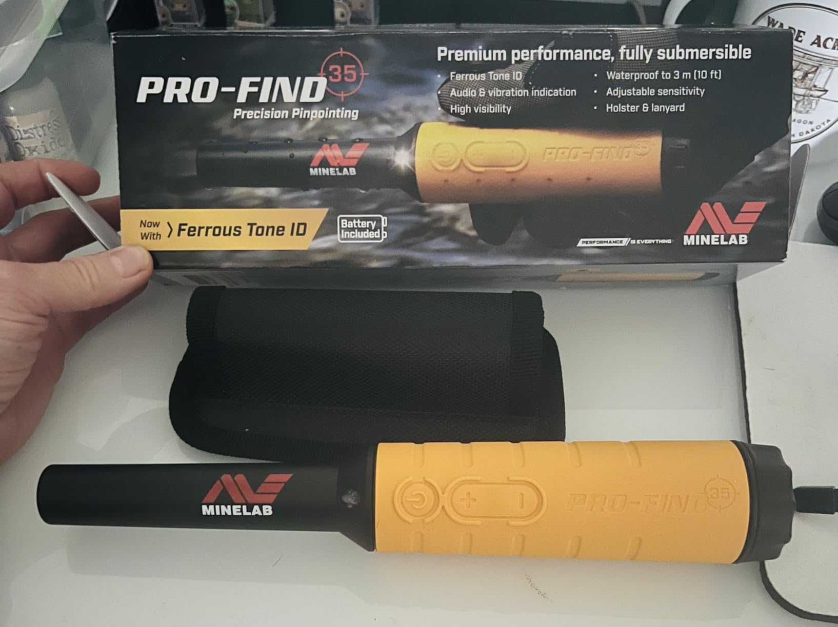 PRO-FIND 40 Waterproof Pinpointer Metal Detector for Experts with Tone ID & Adjustable Sensitivity (Built-in Flashlight, Holster & Lanyard Included) customer photo 1