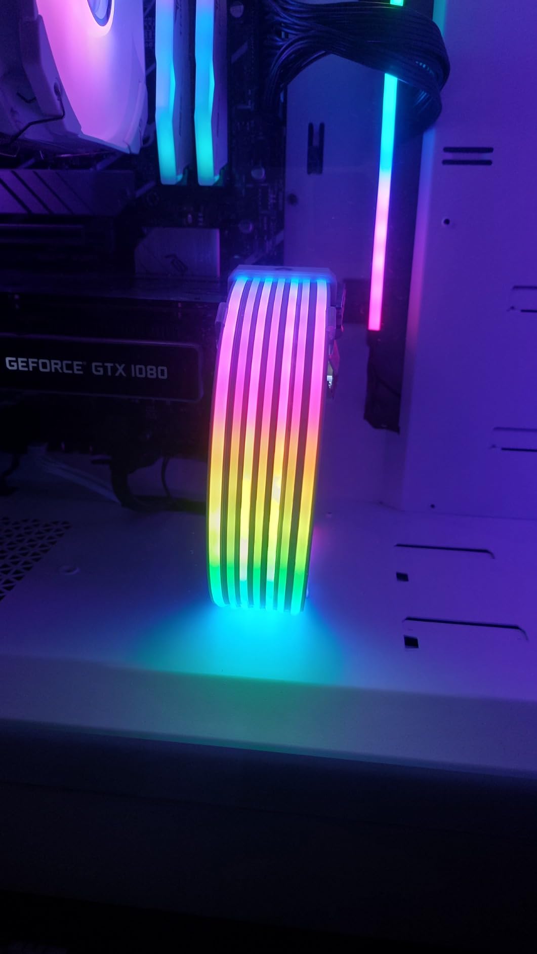 RGB Power Extension Cable Kit - ARGB Motherboard Power Supply Cable, 24 Pin ATX Cable 5V 3Pin Synchronized PSU Cable with LED Diffused Soft Silicone Tube customer photo 1