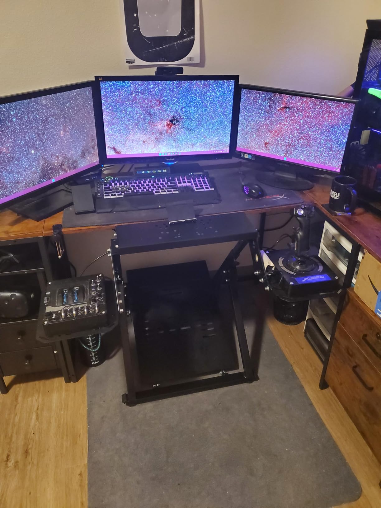Anman Foldable Flight Simulation Cockpit 3.0 with Fixed Slot Fit for Logitech/Thrustmaster/Hotas Warthog/Fanatec,Electronics Adjustable Fight Sim Mount Pedals, Steering Wheel Not Included customer photo 1