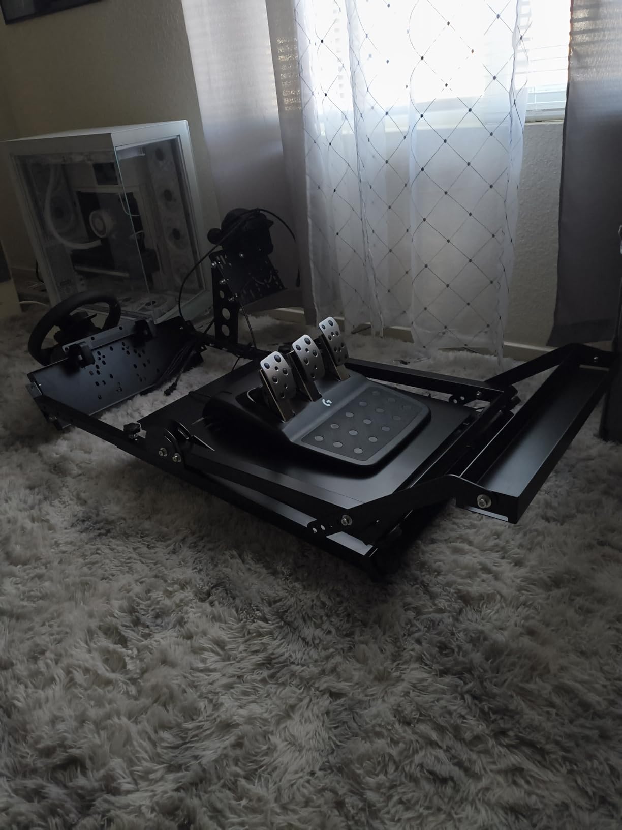 Anman Foldable Flight Simulation Cockpit 3.0 with Fixed Slot Fit for Logitech/Thrustmaster/Hotas Warthog/Fanatec,Electronics Adjustable Fight Sim Mount Pedals, Steering Wheel Not Included customer photo 2