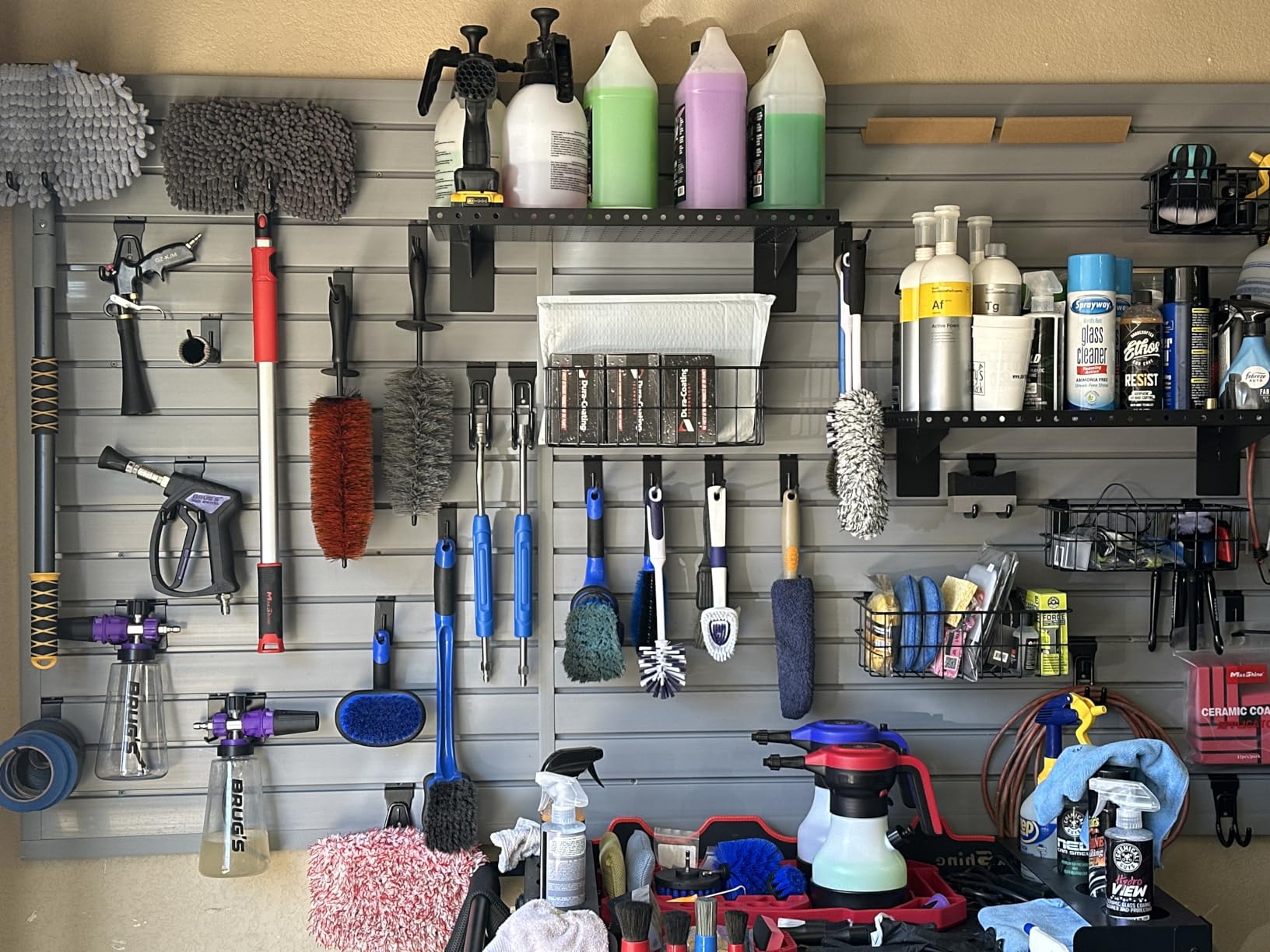 Slat Wall Paneling Garage Slat Wall Storage Systems Grey Slatwall Panels 4'x8' Power Tool Organizer Wall Mount, PVC Garage Storage & Organization Products Slate Board Panel for Retail Display customer photo 1