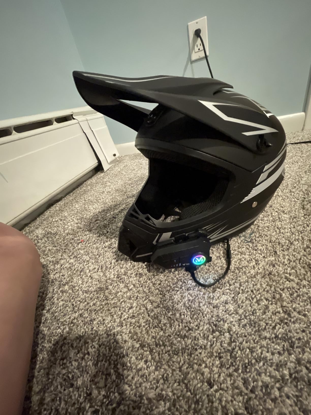 FEYA Motorcycle Helmet Speakers High Battery Life Helmet Headphone IPX6 Automatic Answer/Call Music Control/Intelligent Noise/Wake up Siri, 2 Different Types of Mic - Compatible with All Helmets - Y10 customer photo 2