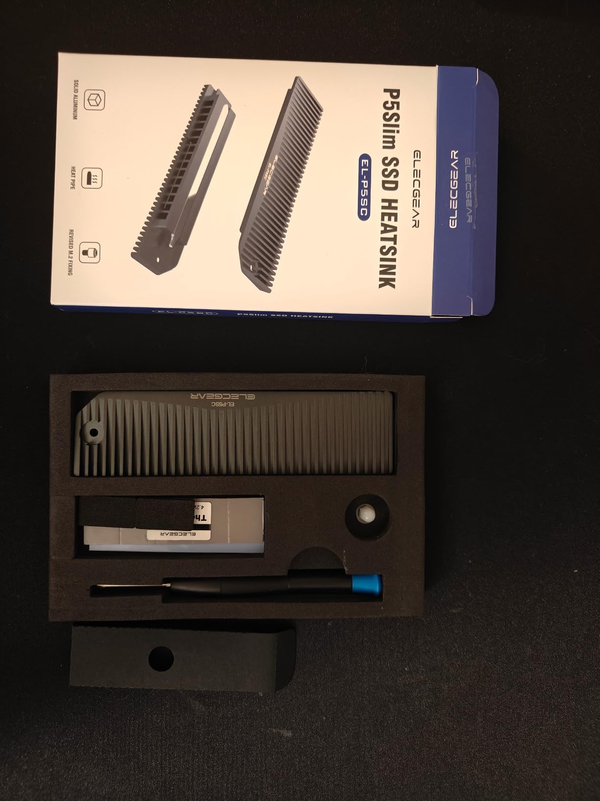ElecGear PS5 Pro and Slim SSD Heatsink Ultra, EL-P5SP Heat Pipe + 2X Aluminum Coolers + Heat Bridge for Internal M.2 NVMe 4.0 Gen4 SSD, Thermal Pads and SSD Mounting Post Kit customer photo 2