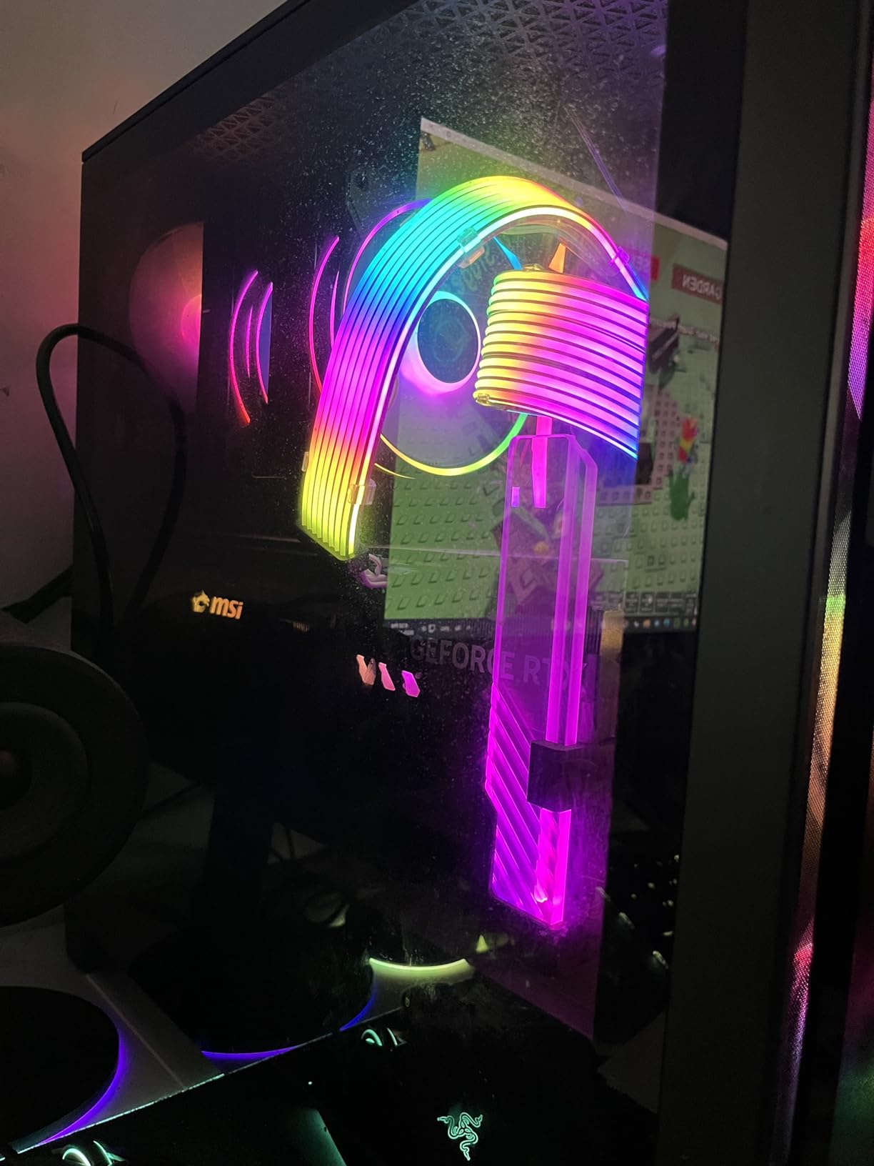 Cooler Master Atlas ARGB GPU Support Bracket, Aluminum Magnets Stand, Infinity Mirror Design, ARGB Tempered Glass, Up to RTX 4090 Support, Dual-Axis Mode Vertical | Horizontal customer photo 1