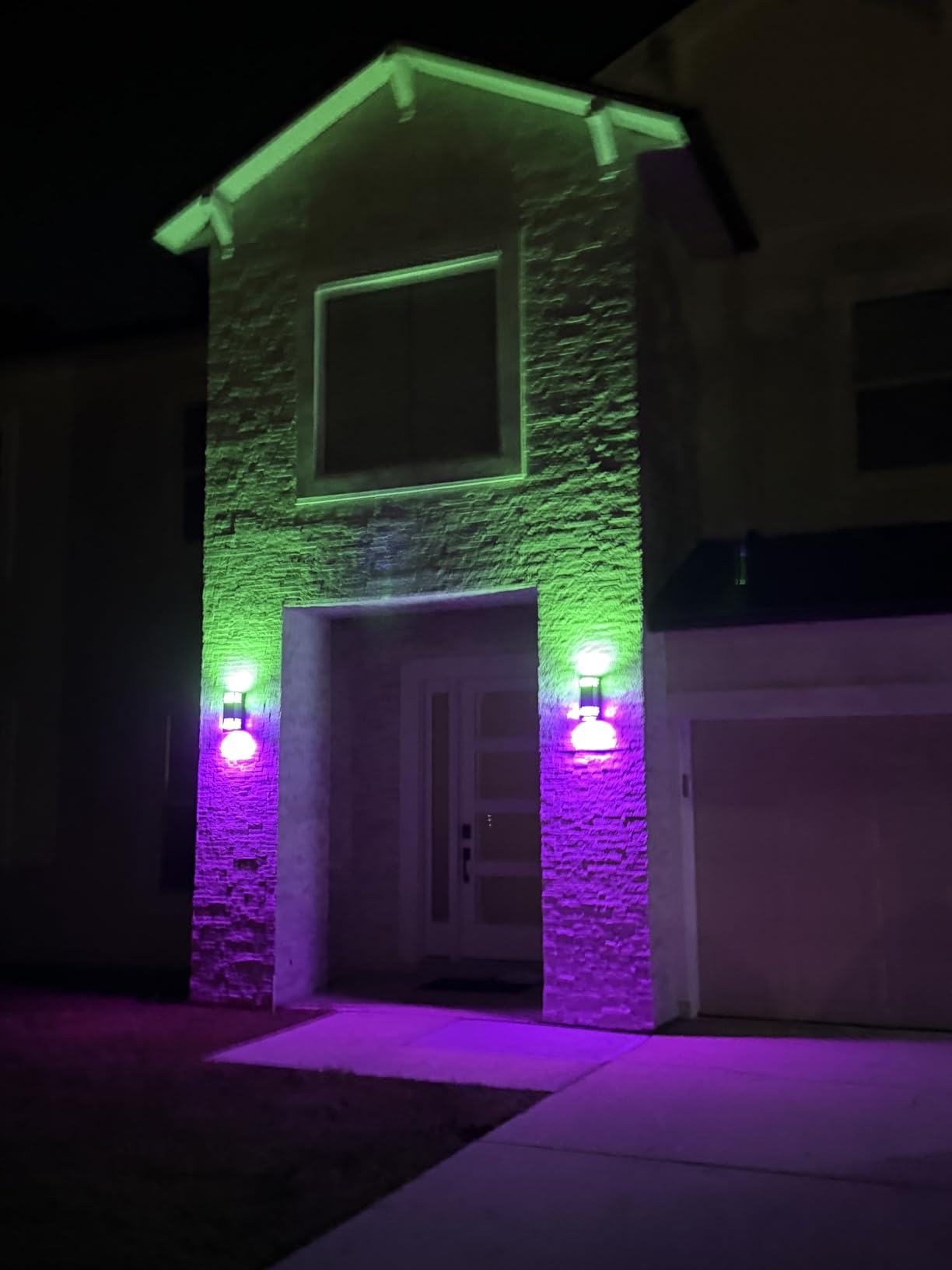 KIZON Smart Porch Lights Color Changing, Ambience RGB WiFi Outdoor Sconce Lights App Control Black Exterior Light Fixture for House Porch Patio, Compatible with Alexa Google Assistant, ETL Listed customer photo 2