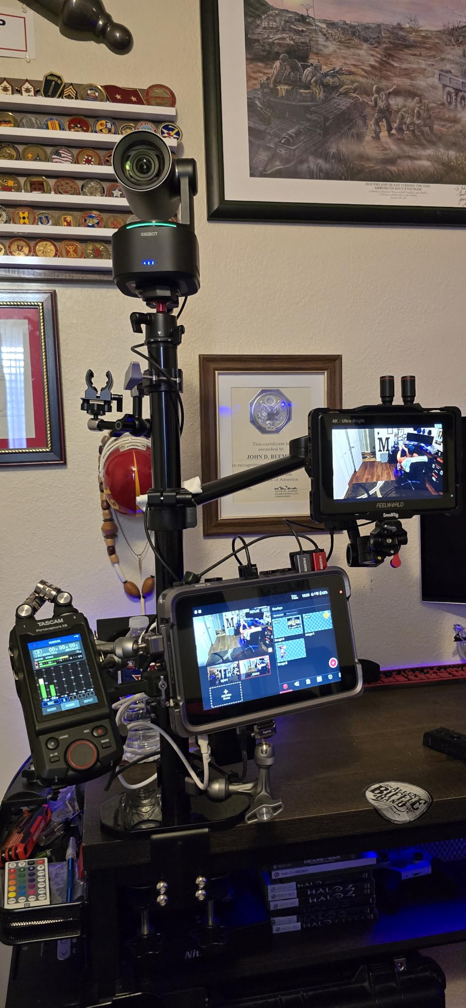 TARION Camera Arm Desk Mount: Heavy Duty DSLR Desktop Mount Camera Stand with Tablet Holder Double C Clamp 1/4 3/8 Screw Adapter Articulating Arm for Selfie Streaming Videography customer photo 1